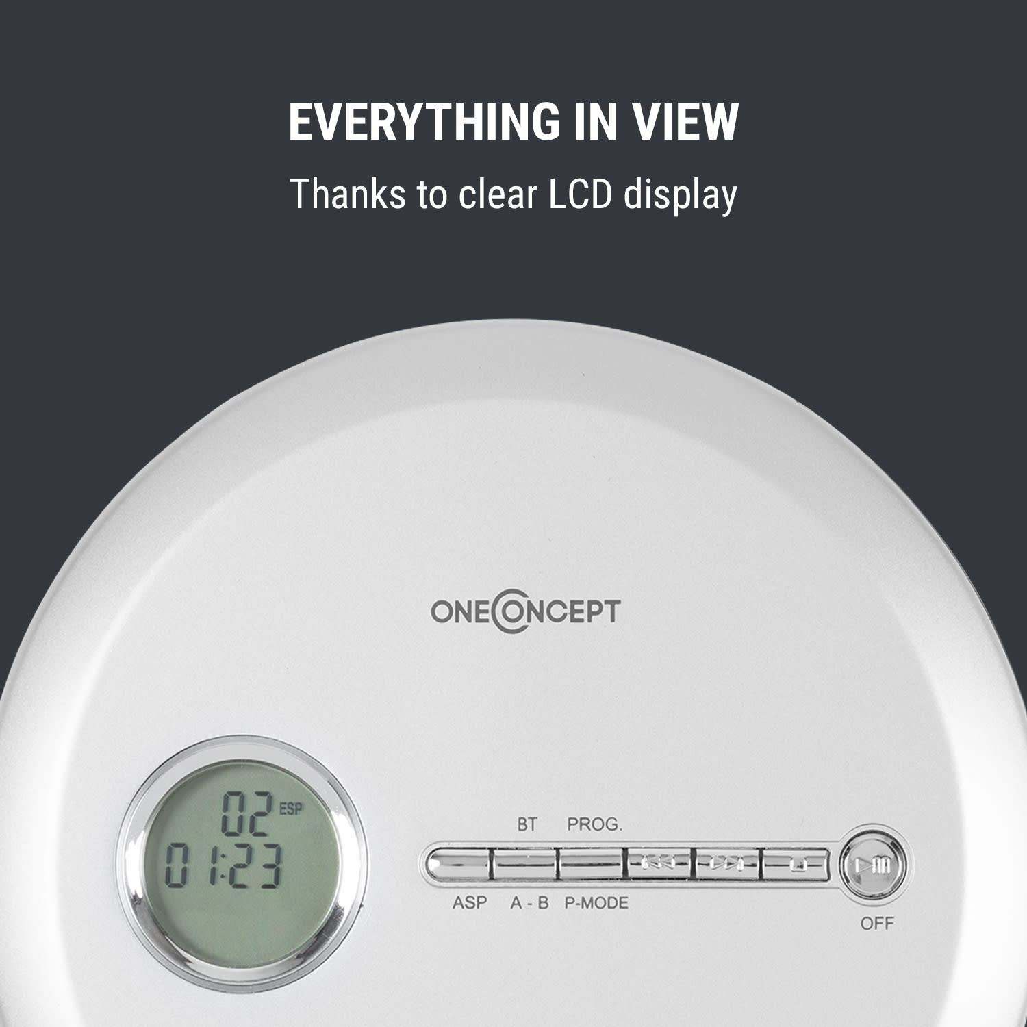 OneConcept CDC 100MP3, discman, prenosný CD prehrávač, antishock, ESP, microUSB, strieborný – Obrázok 5