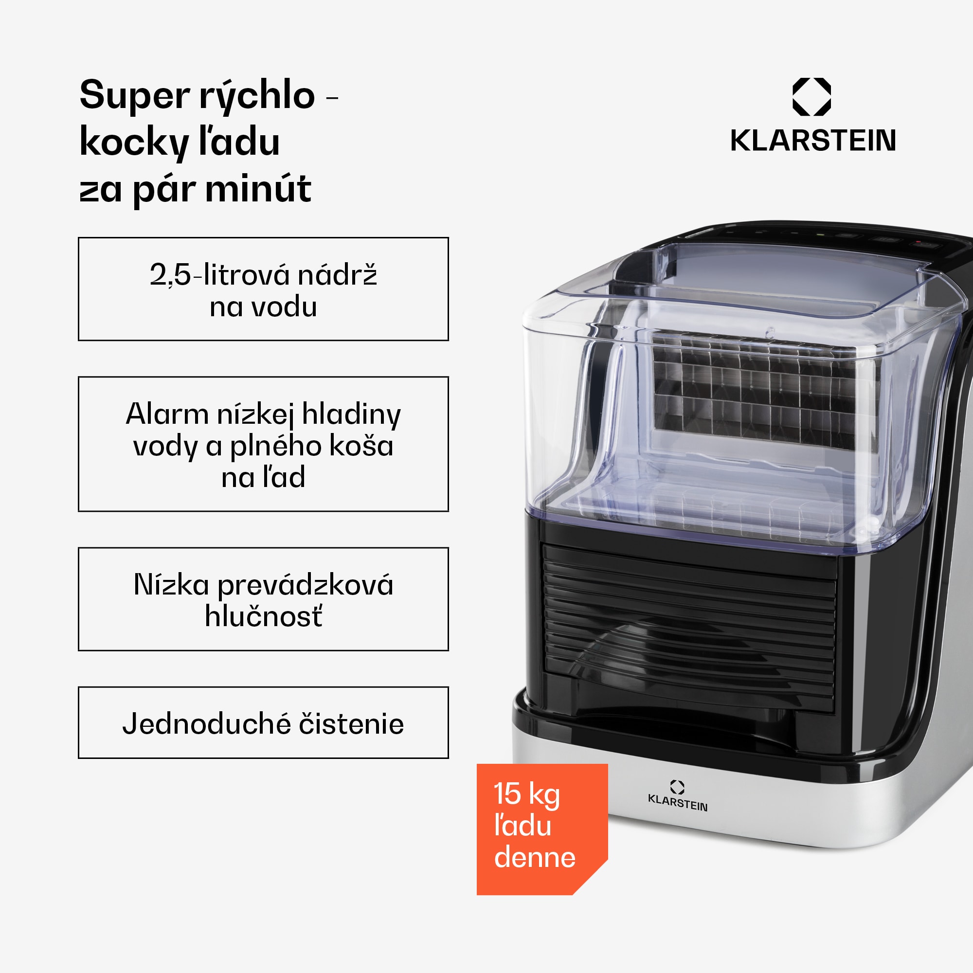 Klarstein Kristall, výrobník ľadu, krištáľovo číry ľad, 2 veľkosti, 2,5 l nádržka na vodu – Obrázok 2