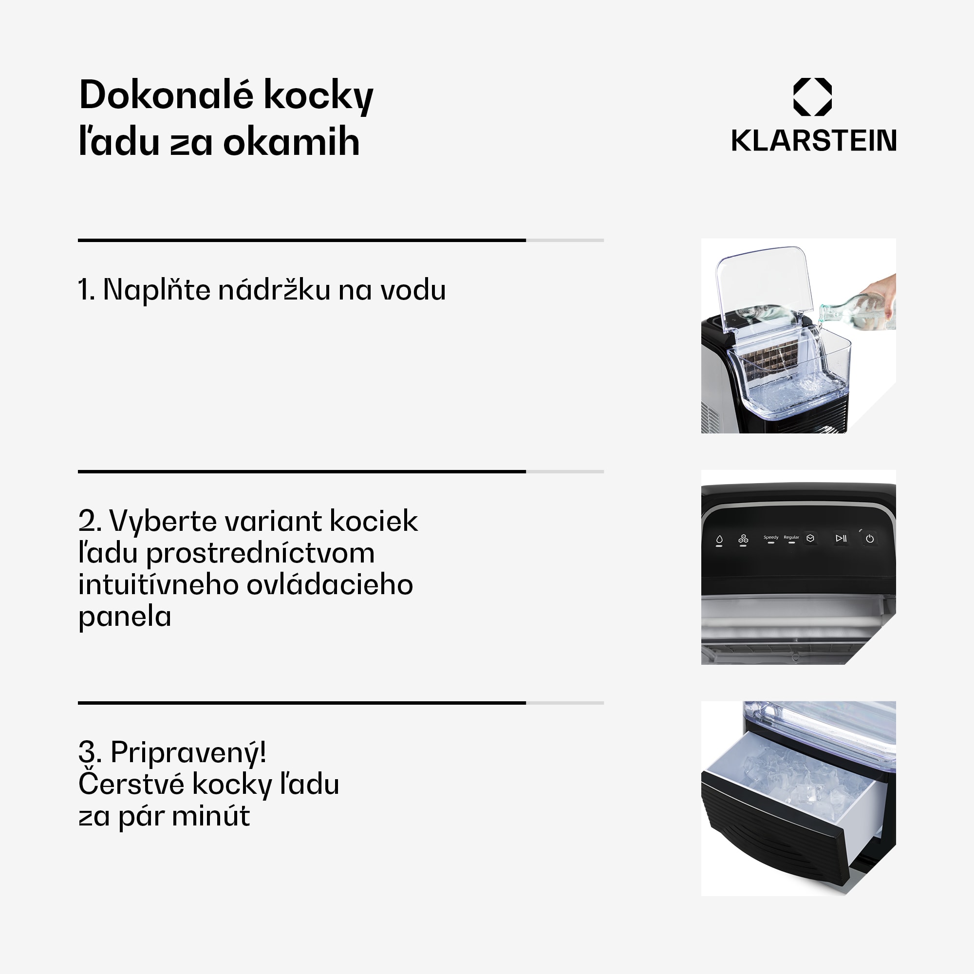Klarstein Kristall, výrobník ľadu, krištáľovo číry ľad, 2 veľkosti, 2,5 l nádržka na vodu – Obrázok 5