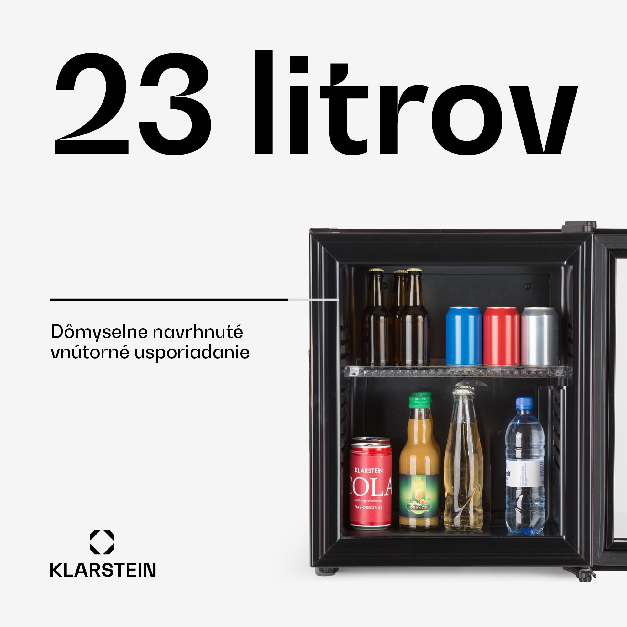 Klarstein Brooklyn 24, mini chladnička, sklenené dvierka, LED osvetlenie, police – Obrázok 2