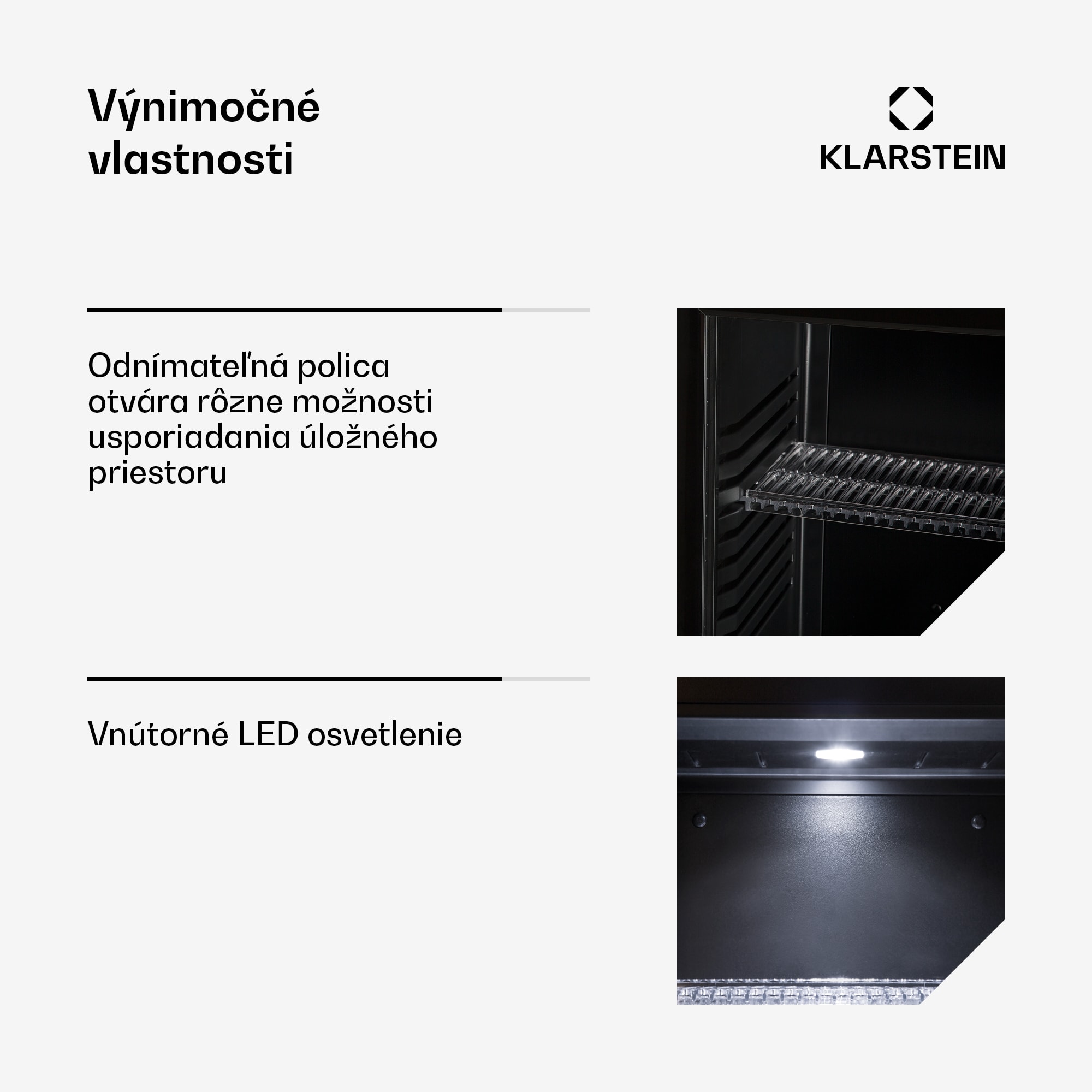 Klarstein Brooklyn 32, mini chladnička, so sklenenými dverami, LED osvetlenie, police – Obrázok 5