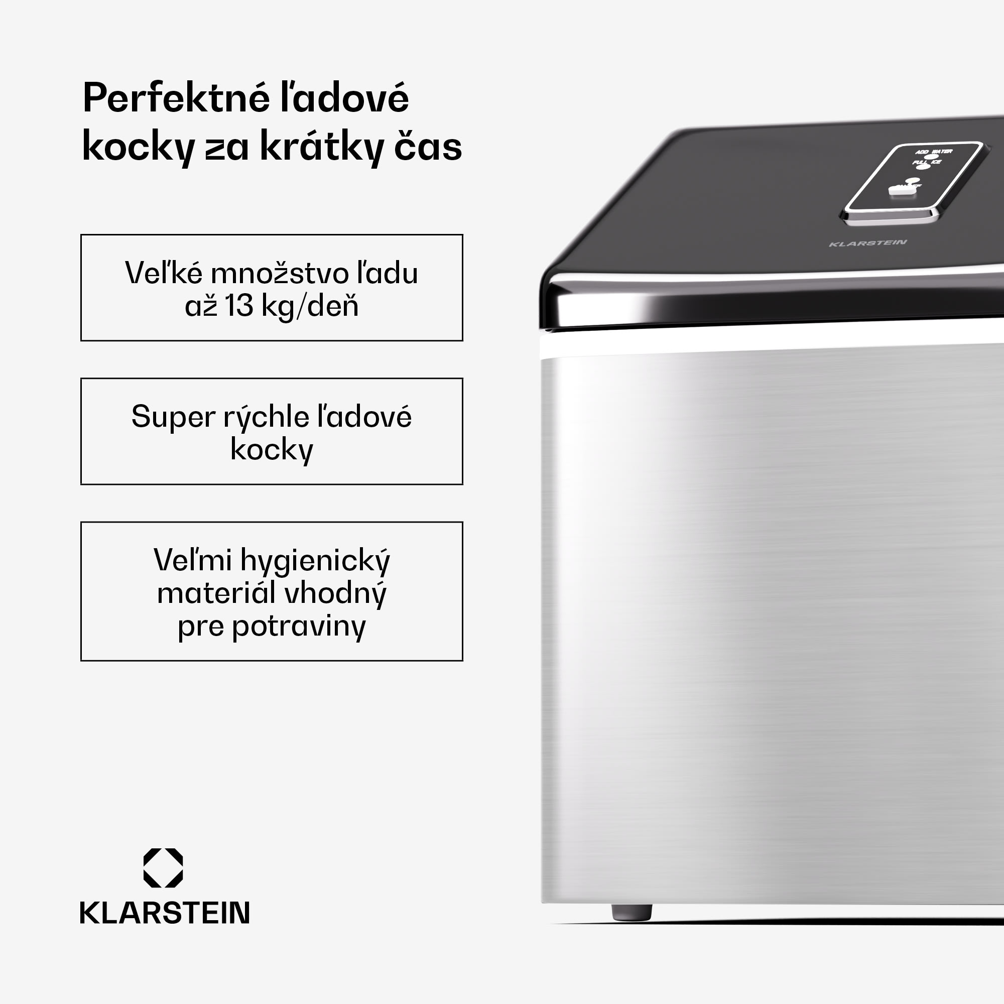 Klarstein Clearcube, výrobník ľadu, 13 kg/24 h, nehrdzavejúca oceľ, čierny – Obrázok 2