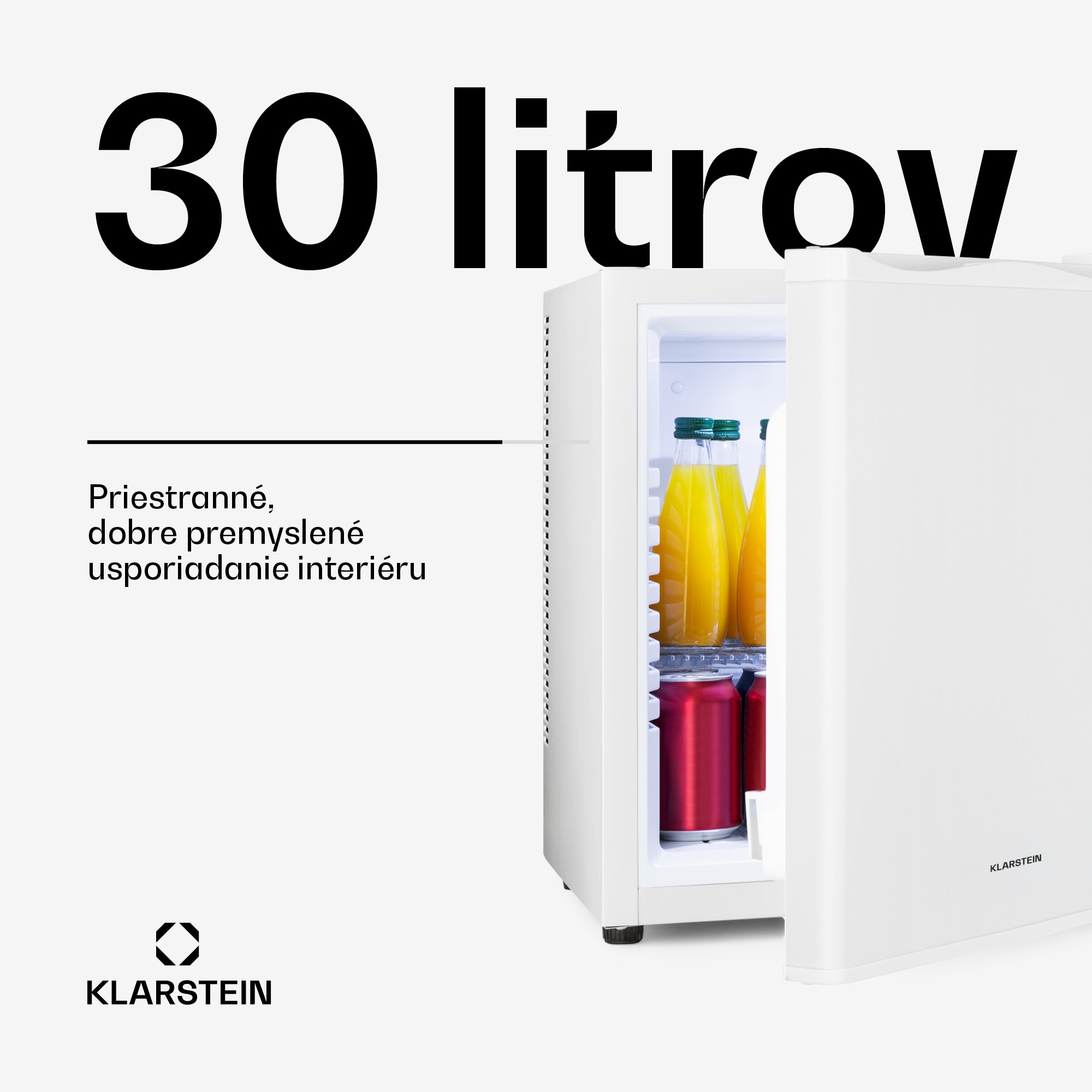 Klarstein Happy Hour 30, minibar, 30 l, 5-15°C, energet. trieda G, tichý, 25 dB, LED svetlo, biely – Obrázok 2