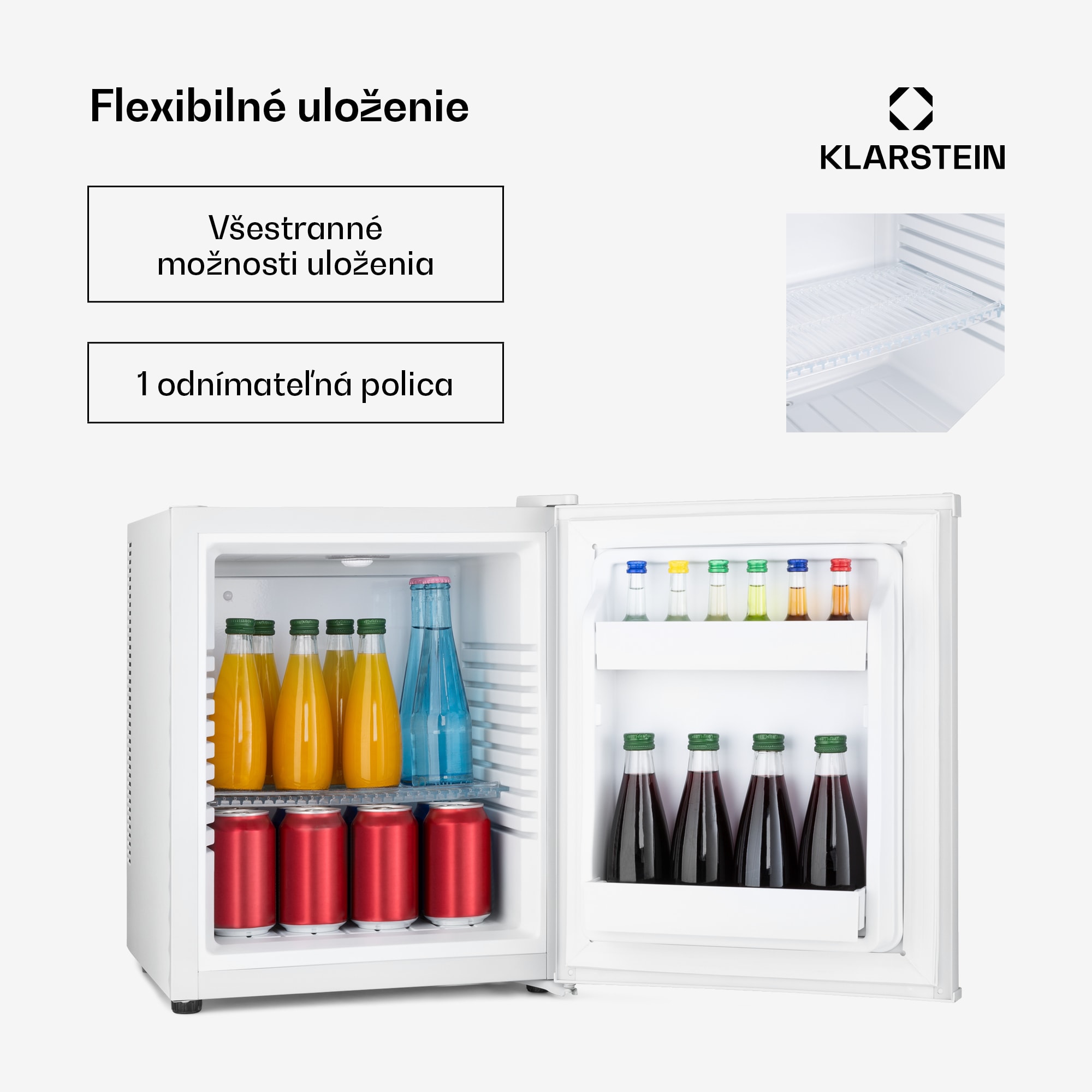 Klarstein Happy Hour 30, minibar, 30 l, 5-15°C, energet. trieda G, tichý, 25 dB, LED svetlo, biely – Obrázok 5