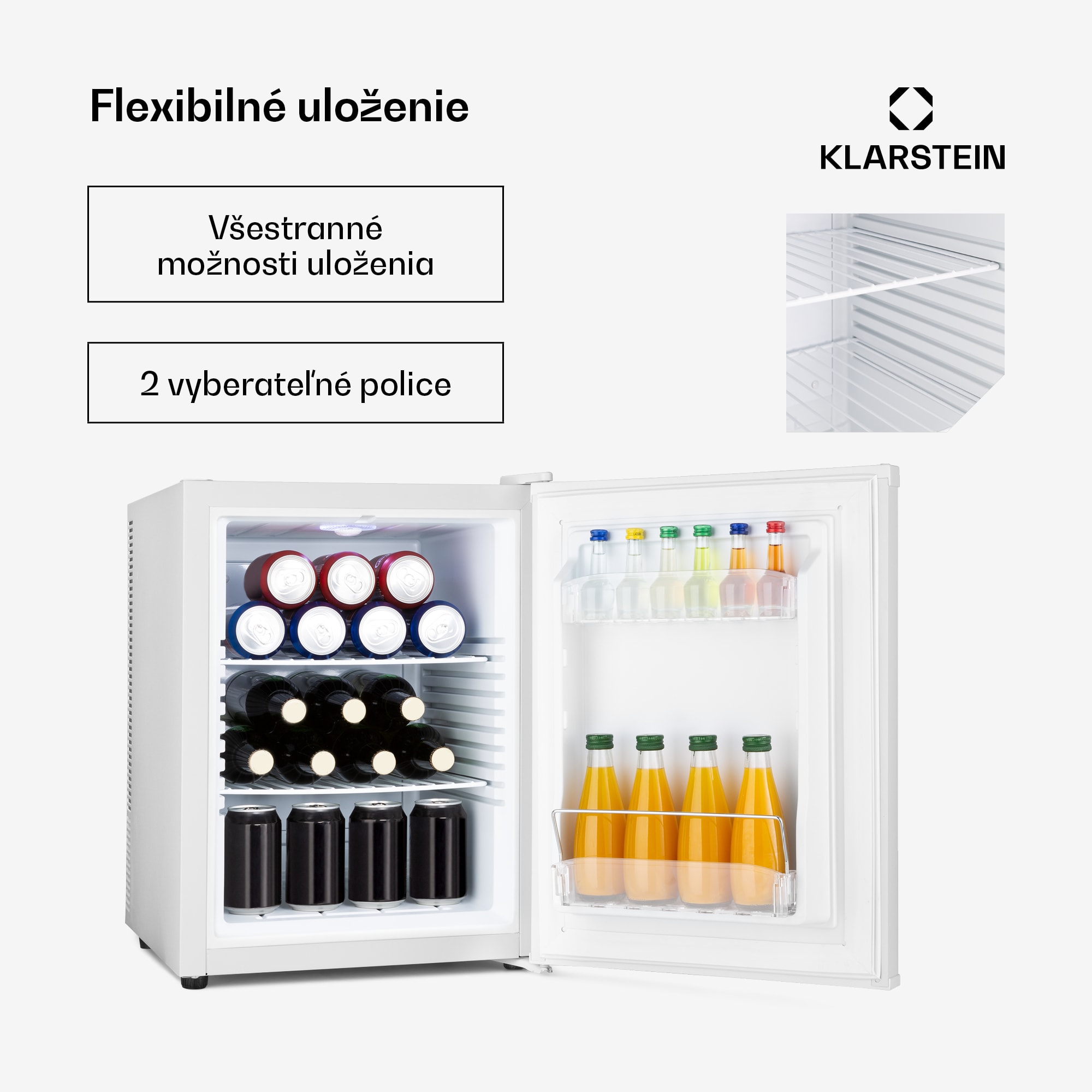 Klarstein Happy Hour 40, mini chladnička, 40 l, 5-15°C, tichá, 23dB, LED-svetlo, biela – Obrázok 5