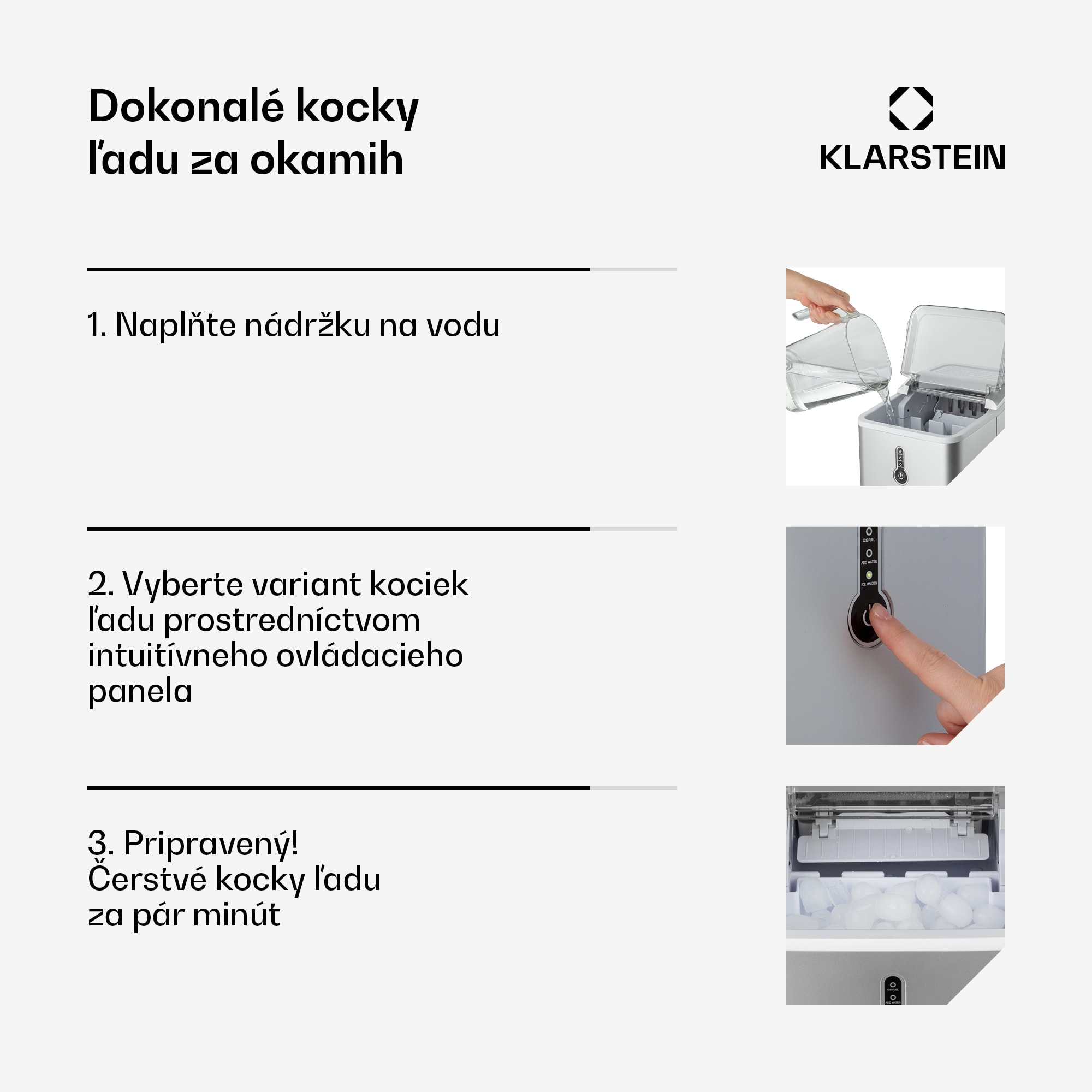 Klarstein Chillout, výrobník ľadu, oblé kúsky ľadu, 12 kg/24 h, nádrž 1,5 l, strieborný – Obrázok 5