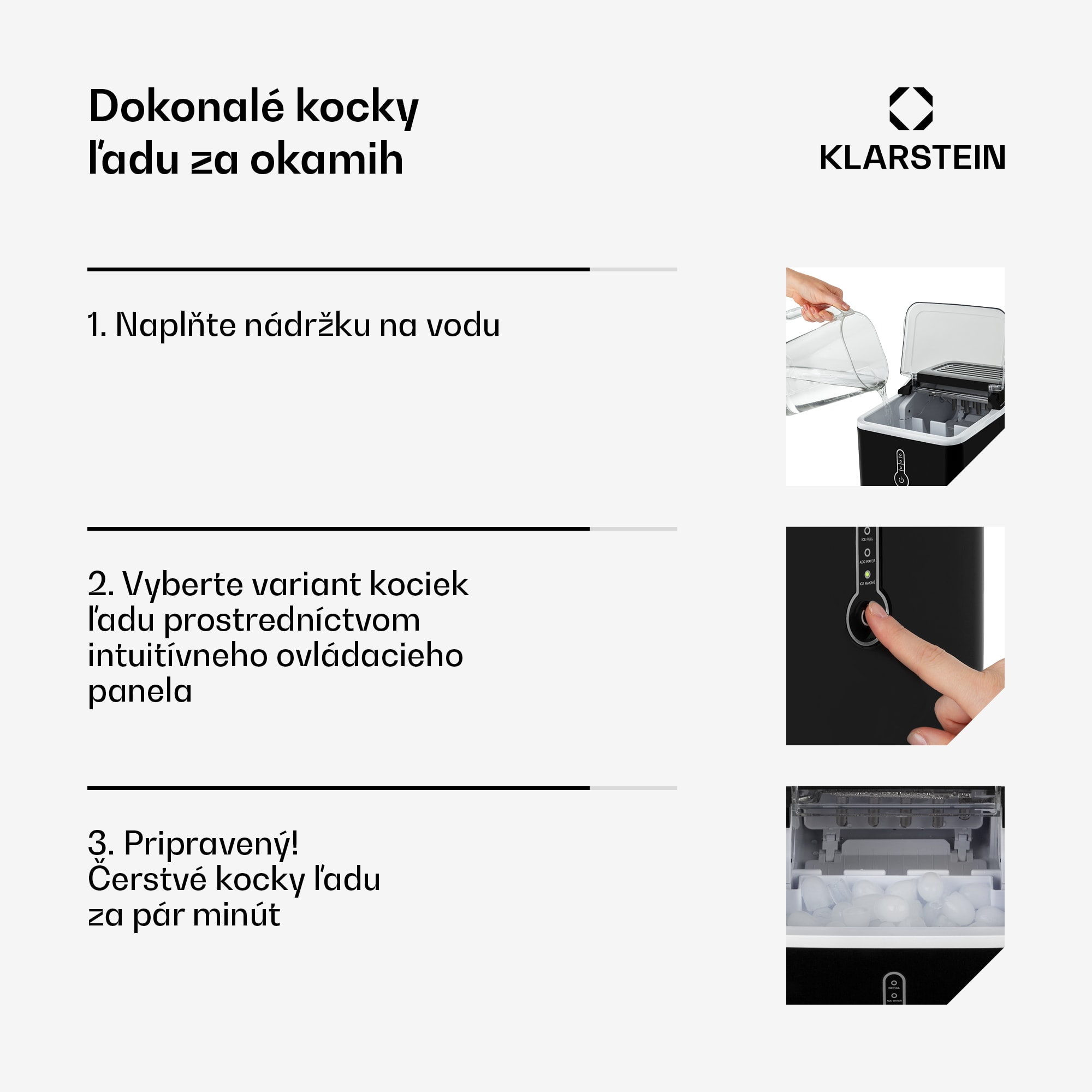Klarstein Chillout, výrobník ľadu, oblé kúsky ľadu, 12 kg/24 h, nádrž 1,5 l, 1,5 l, čierny – Obrázok 5
