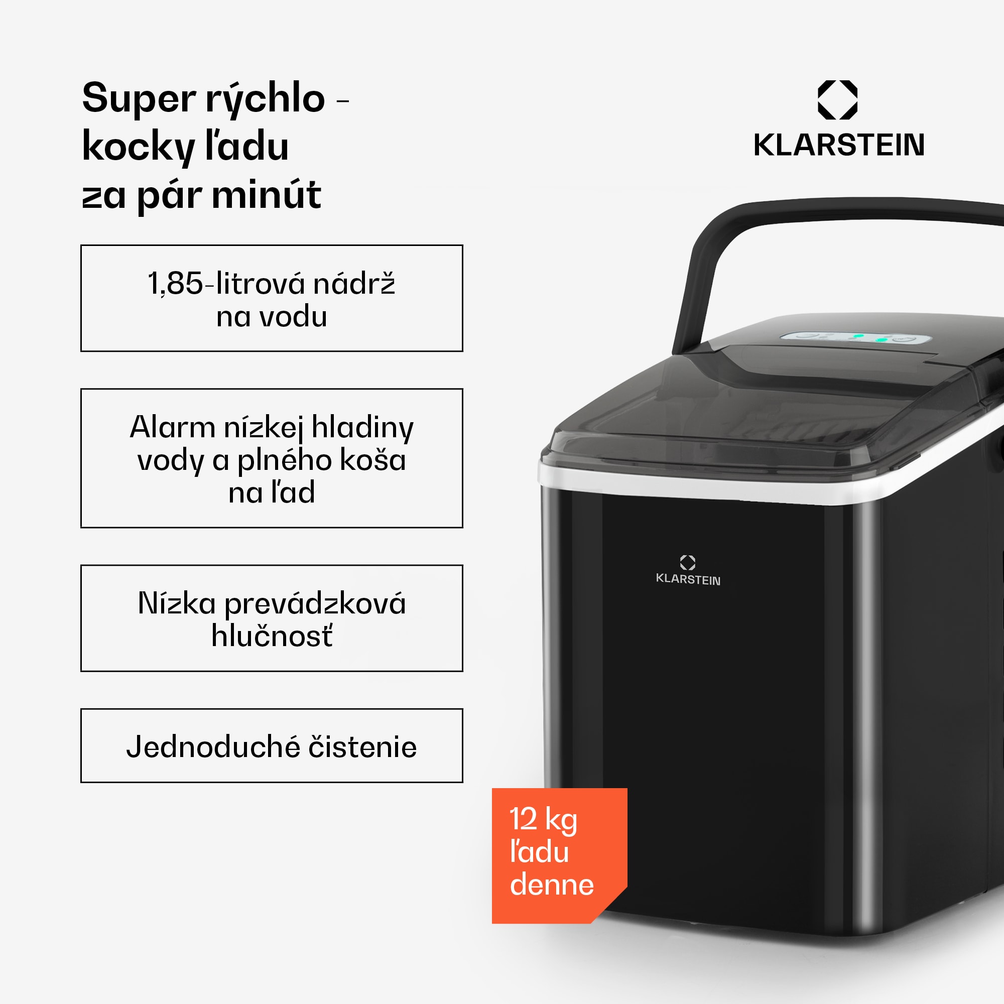 Klarstein Arctic Porter, výrobník ľadu, kužeľovité kúsky ľadu, 12 kg/24 h, nehrdzavejúca oceľ – Obrázok 2