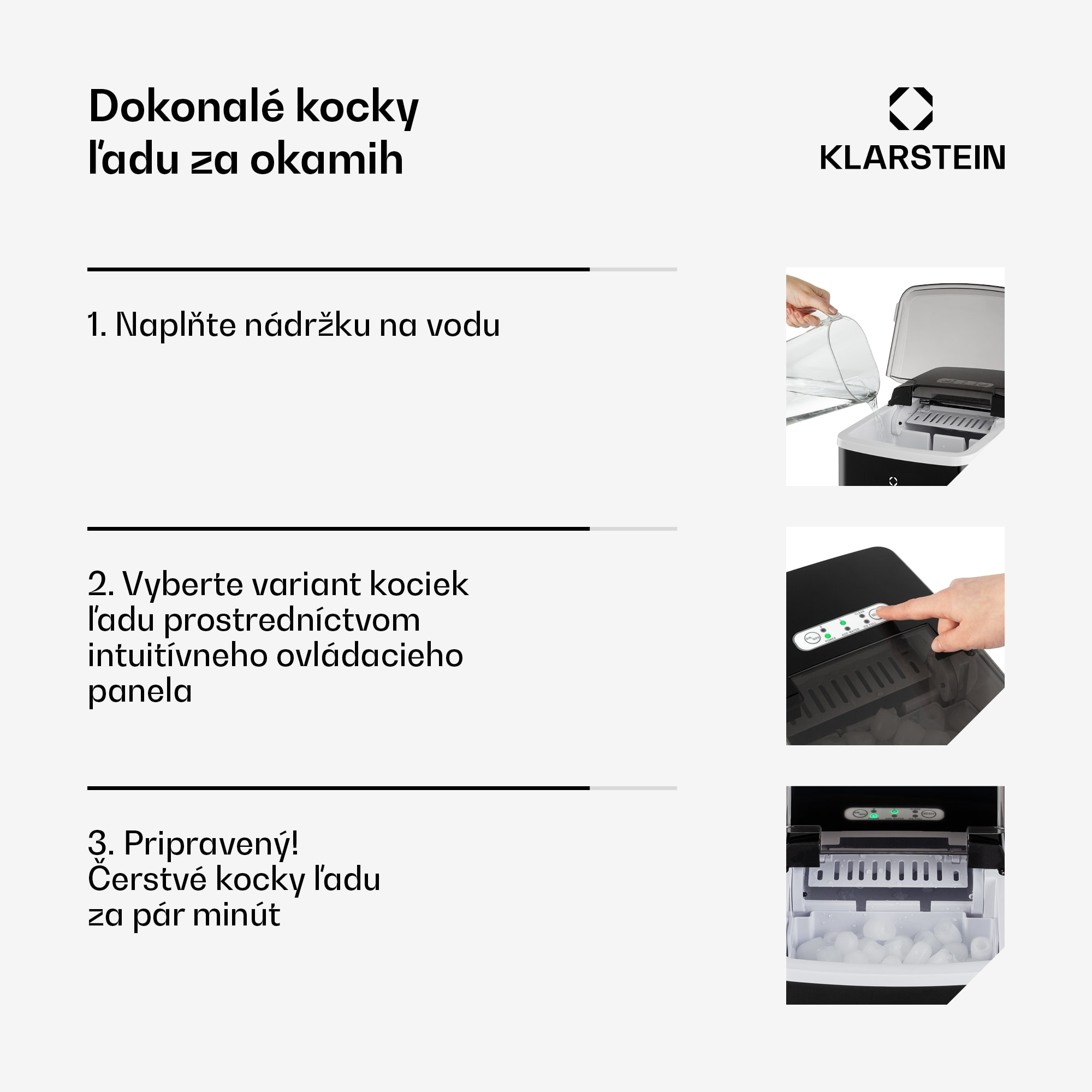 Klarstein Arctic Porter, výrobník ľadu, kužeľovité kúsky ľadu, 12 kg/24 h, nehrdzavejúca oceľ – Obrázok 5