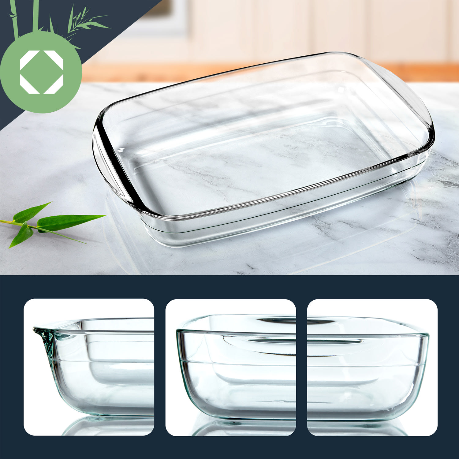 Klarstein Zapekacia misa, 1600 ml, 280 x 50 x 200 mm, kvalitné sklo – Obrázok 3