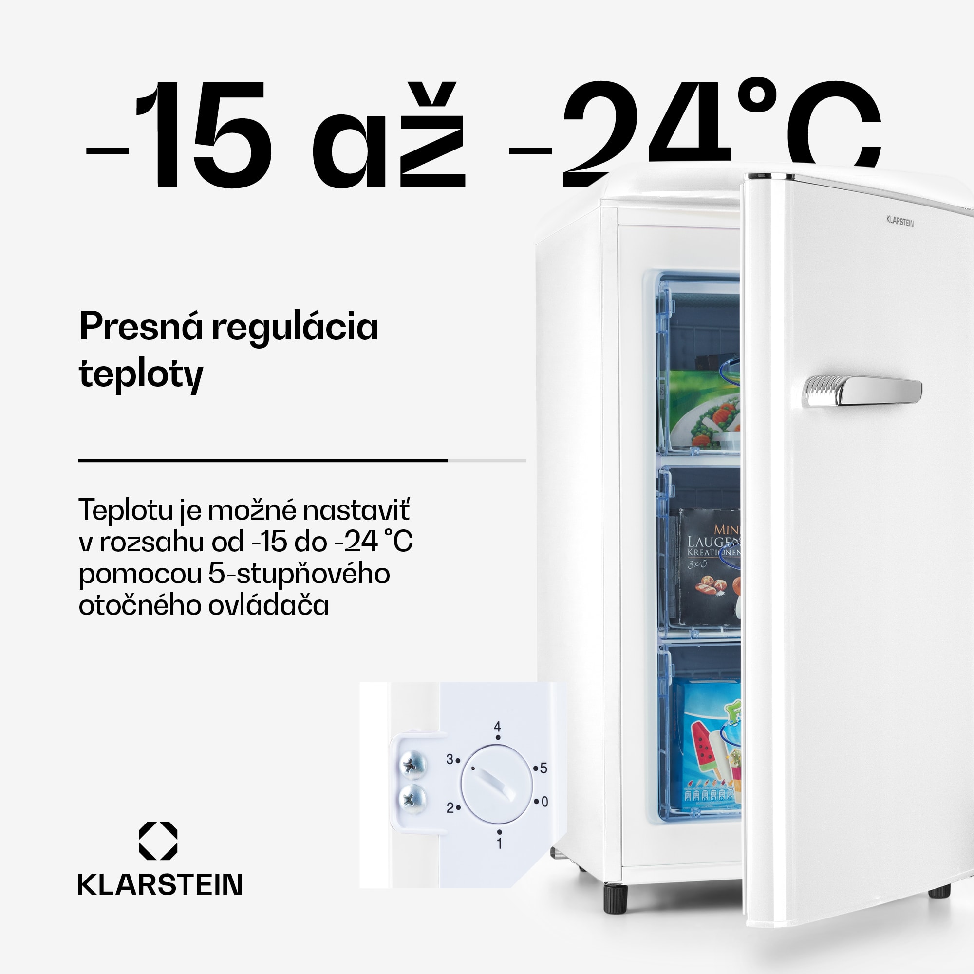 Klarstein Laika 60L mraznička 60 l 3 zásuvky teplota: -18 až 0 °C – Obrázok 4