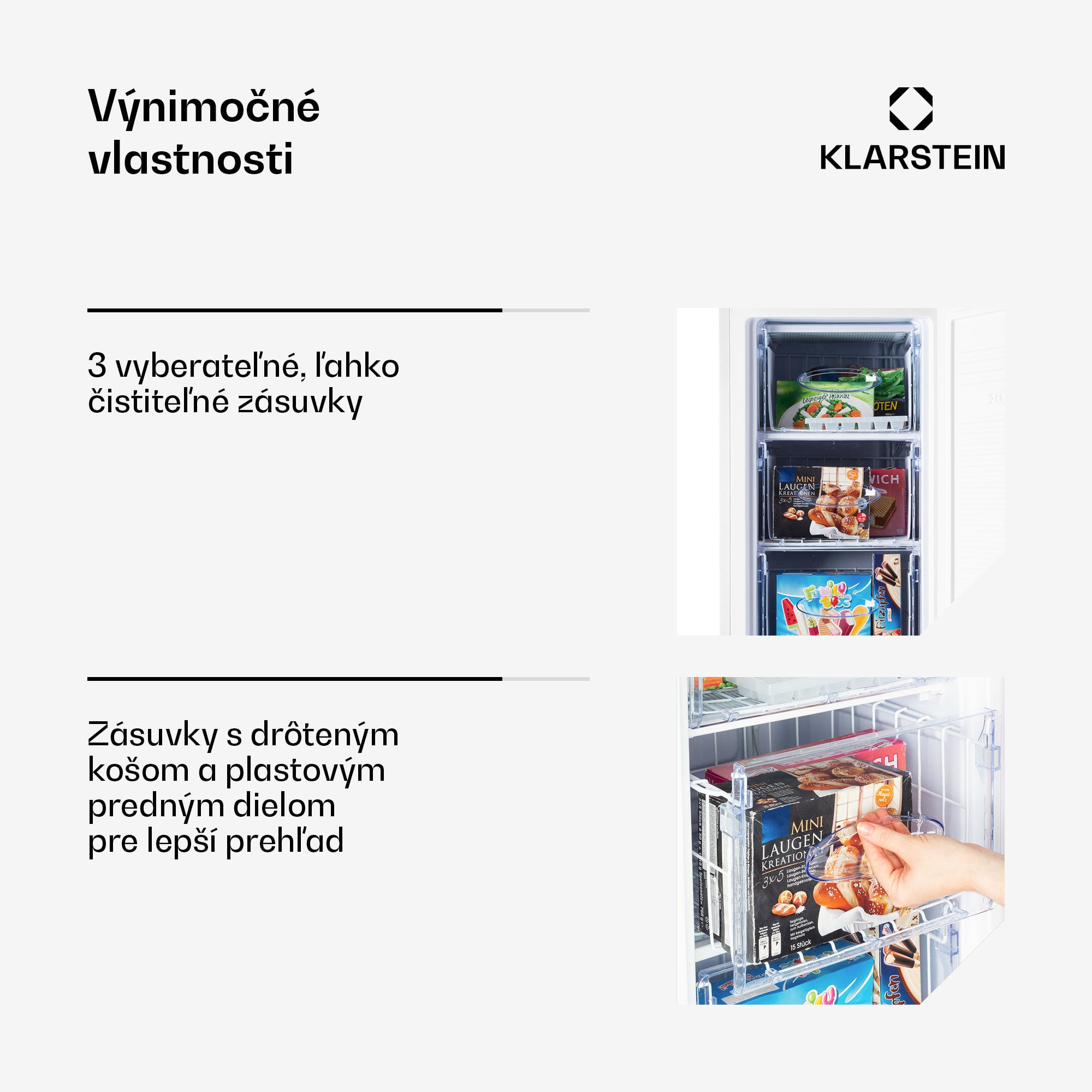 Klarstein Laika 60L mraznička 60 l 3 zásuvky teplota: -18 až 0 °C – Obrázok 5