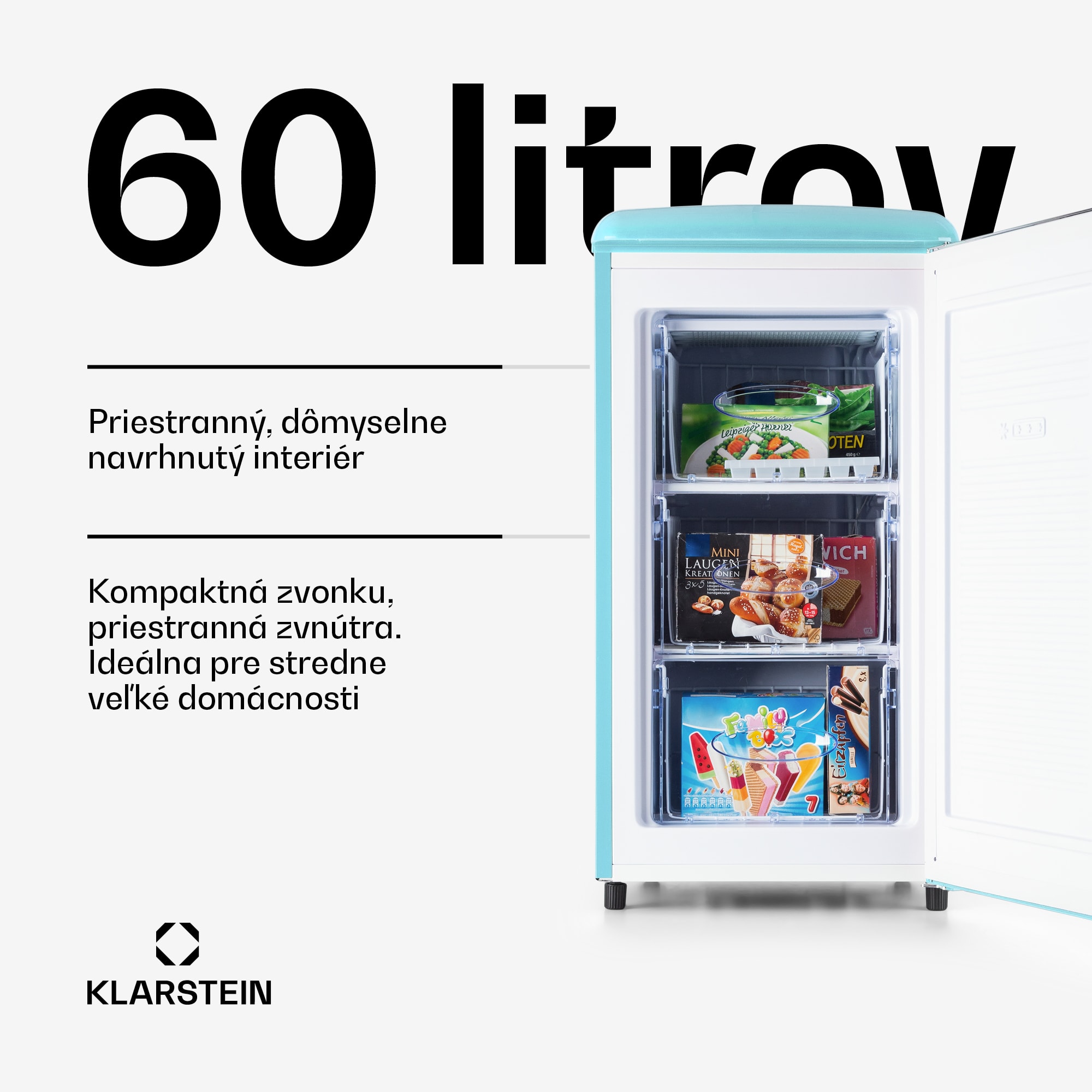 Klarstein Laika 60L mraznička 60 l 3 zásuvky teplota: -18 až 0 °C – Obrázok 2