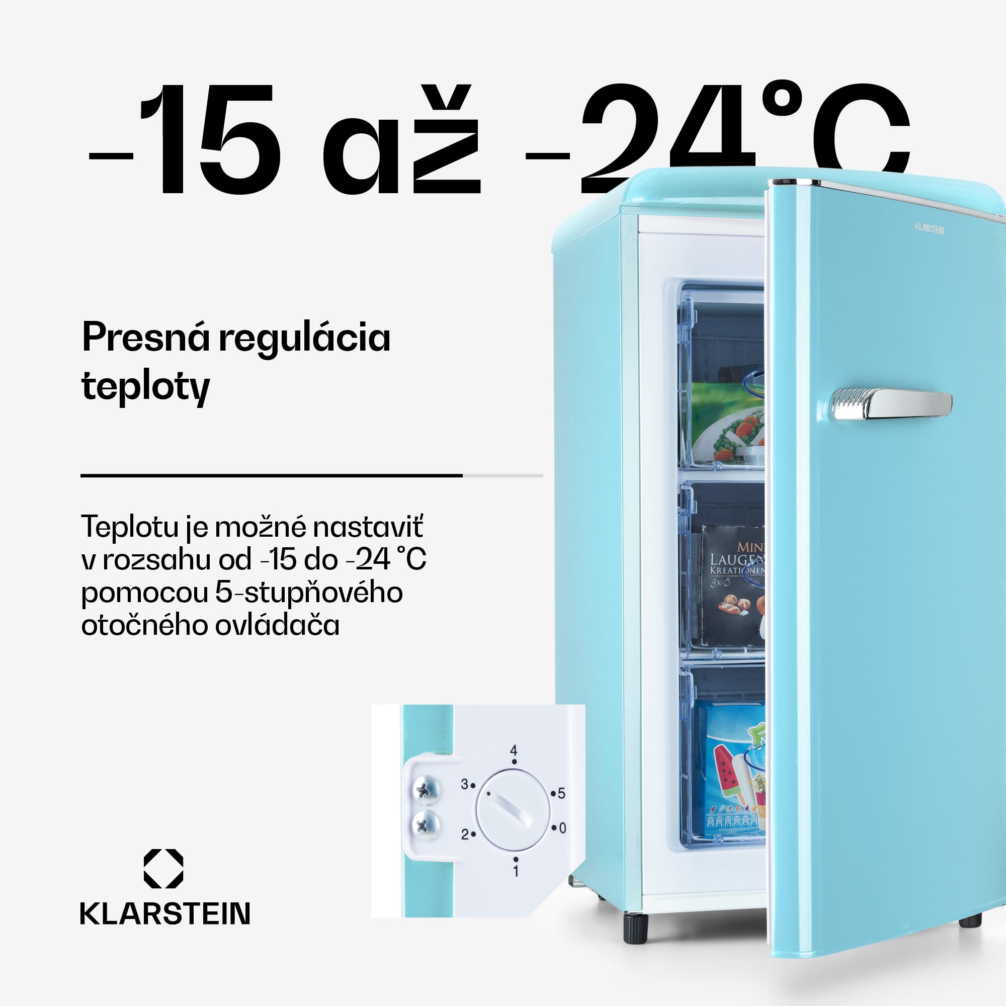 Klarstein Laika 60L mraznička 60 l 3 zásuvky teplota: -18 až 0 °C – Obrázok 4