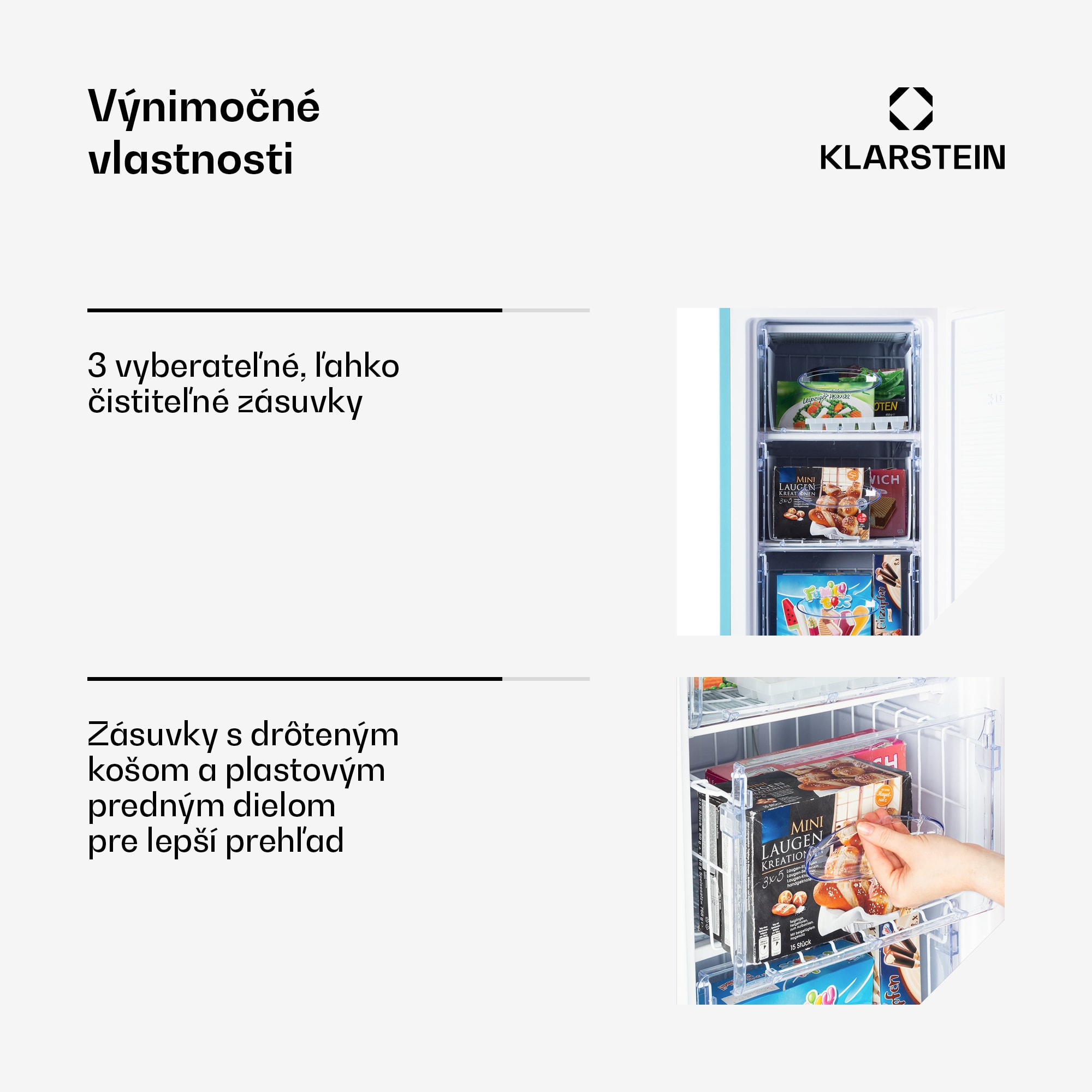 Klarstein Laika 60L mraznička 60 l 3 zásuvky teplota: -18 až 0 °C – Obrázok 5