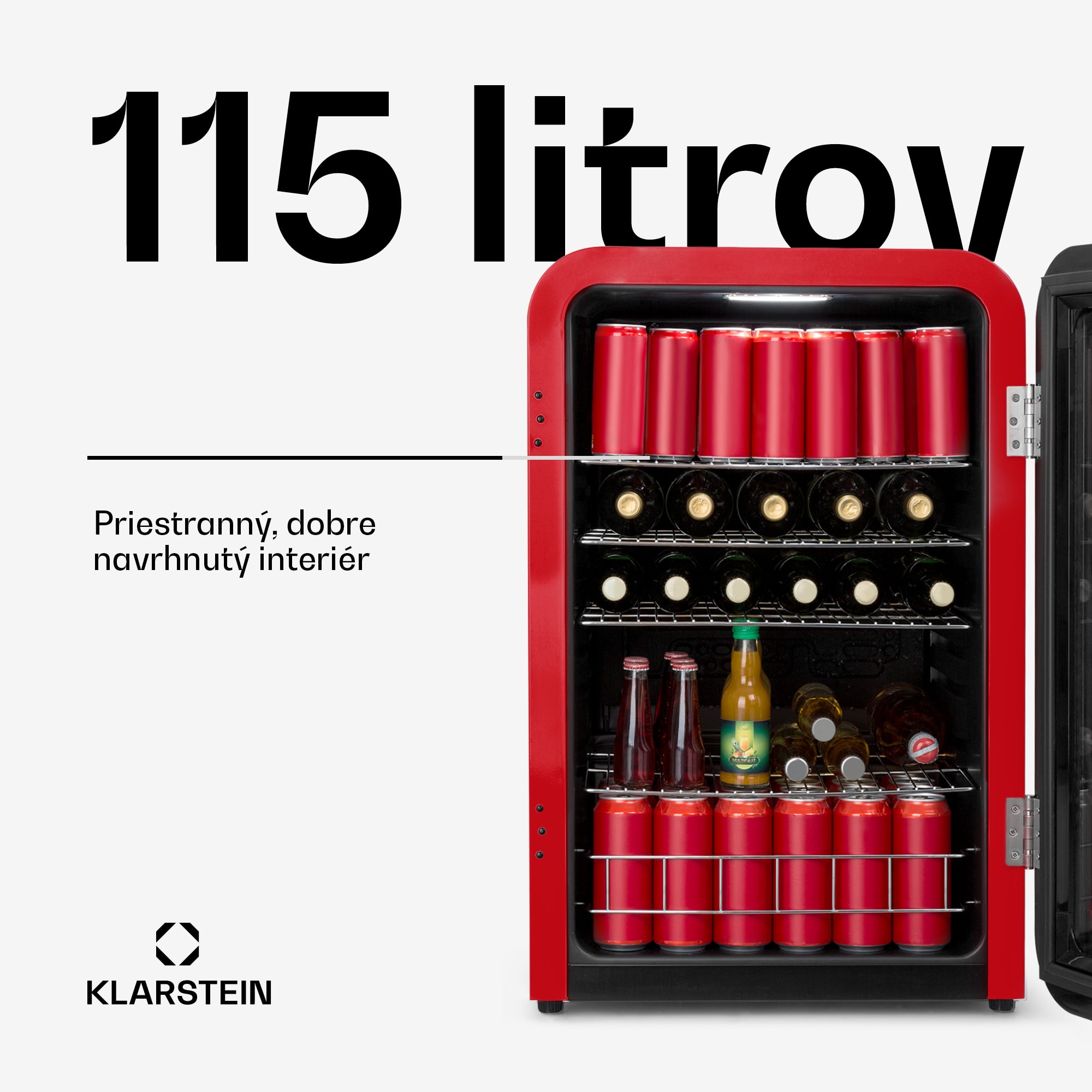 Klarstein PopLife, chladnička na nápoje, chladnička, 115 l, 0-10°C, retro dizajn – Obrázok 2