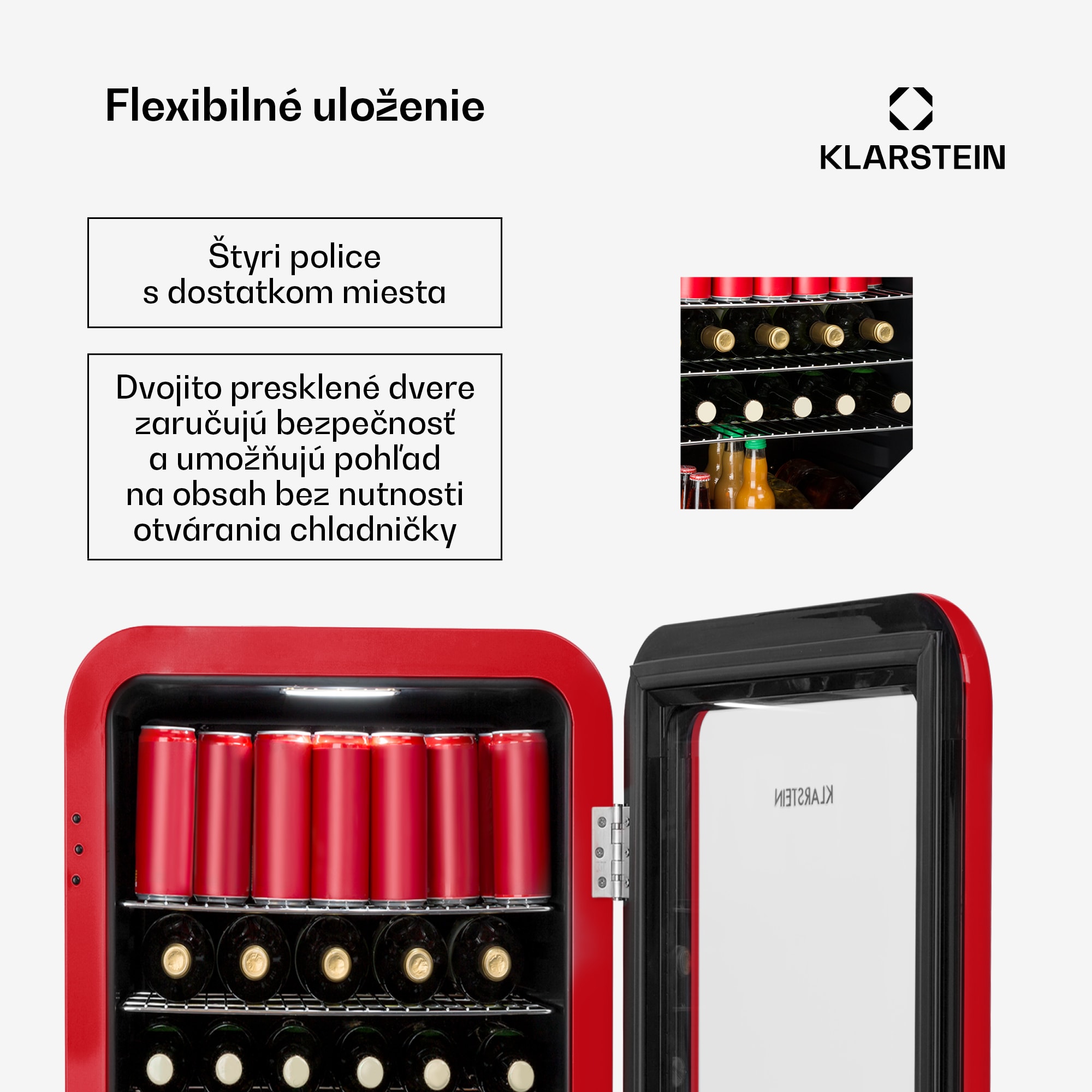 Klarstein PopLife, chladnička na nápoje, chladnička, 115 l, 0-10°C, retro dizajn – Obrázok 5