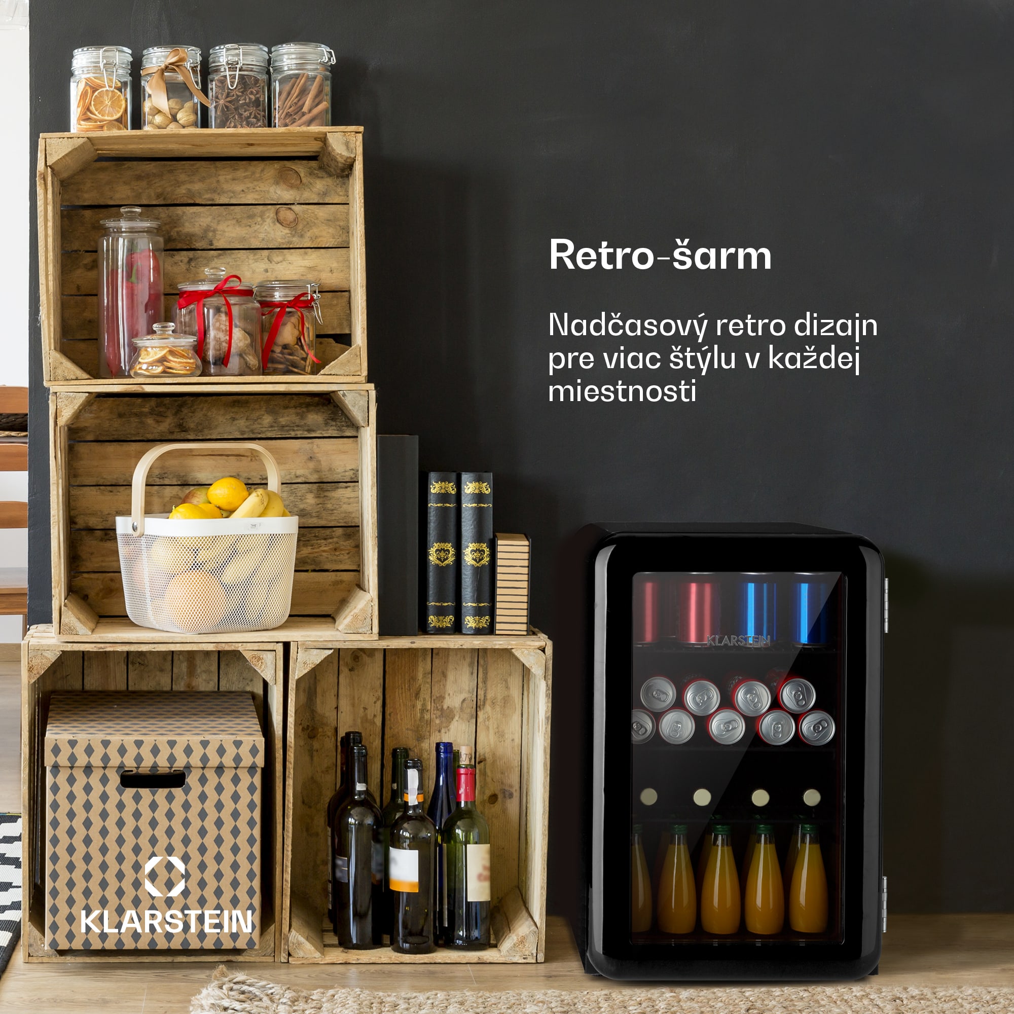 Klarstein PopLife, chladnička na nápoje, chladnička, 70 l, 0-10°C, retro dizajn, LED – Obrázok 3