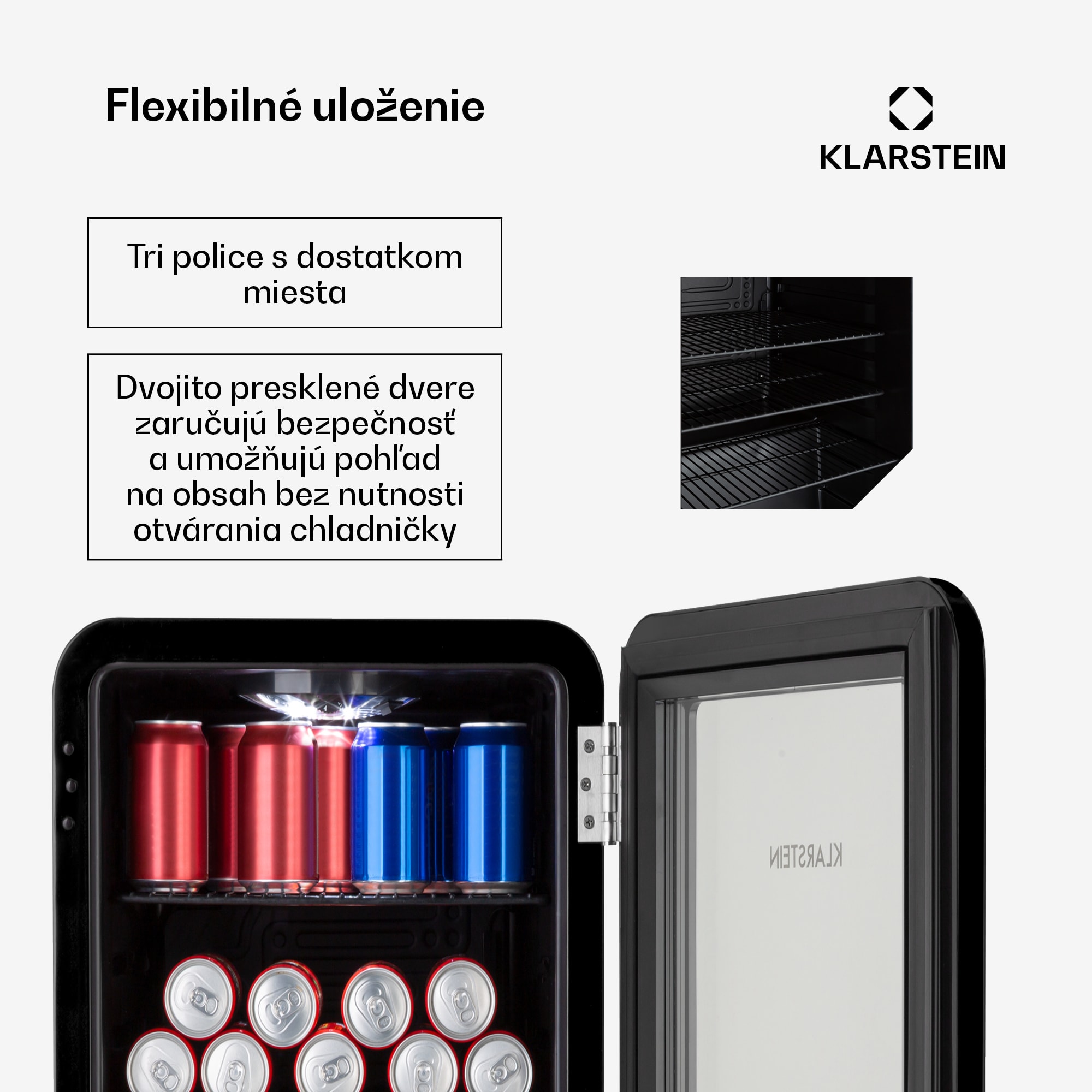 Klarstein PopLife, chladnička na nápoje, chladnička, 70 l, 0-10°C, retro dizajn, LED – Obrázok 5