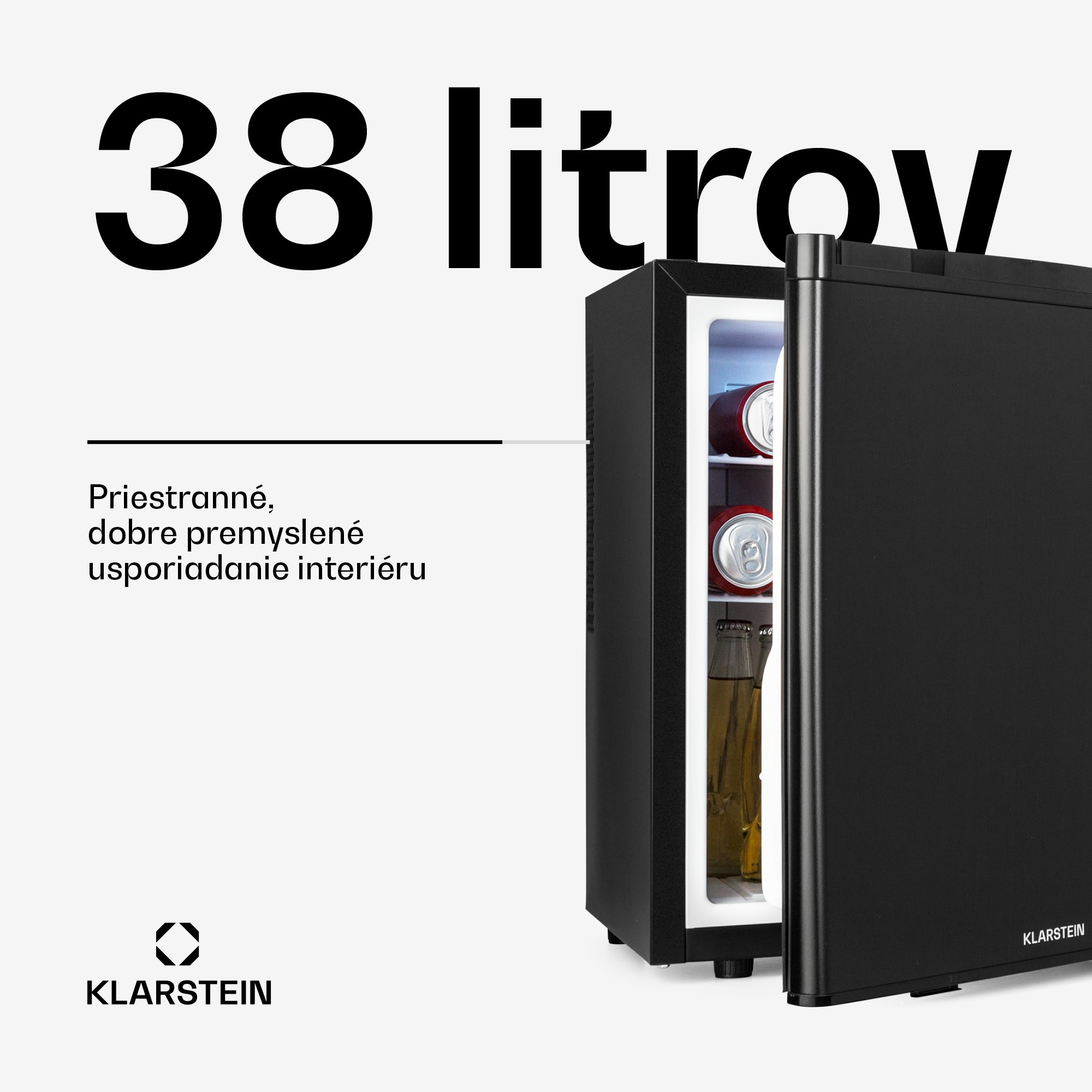 Klarstein Happy Hour 38, mini chladnička, minibar, chladnička na nápoje, 38 l, 26 dB – Obrázok 2