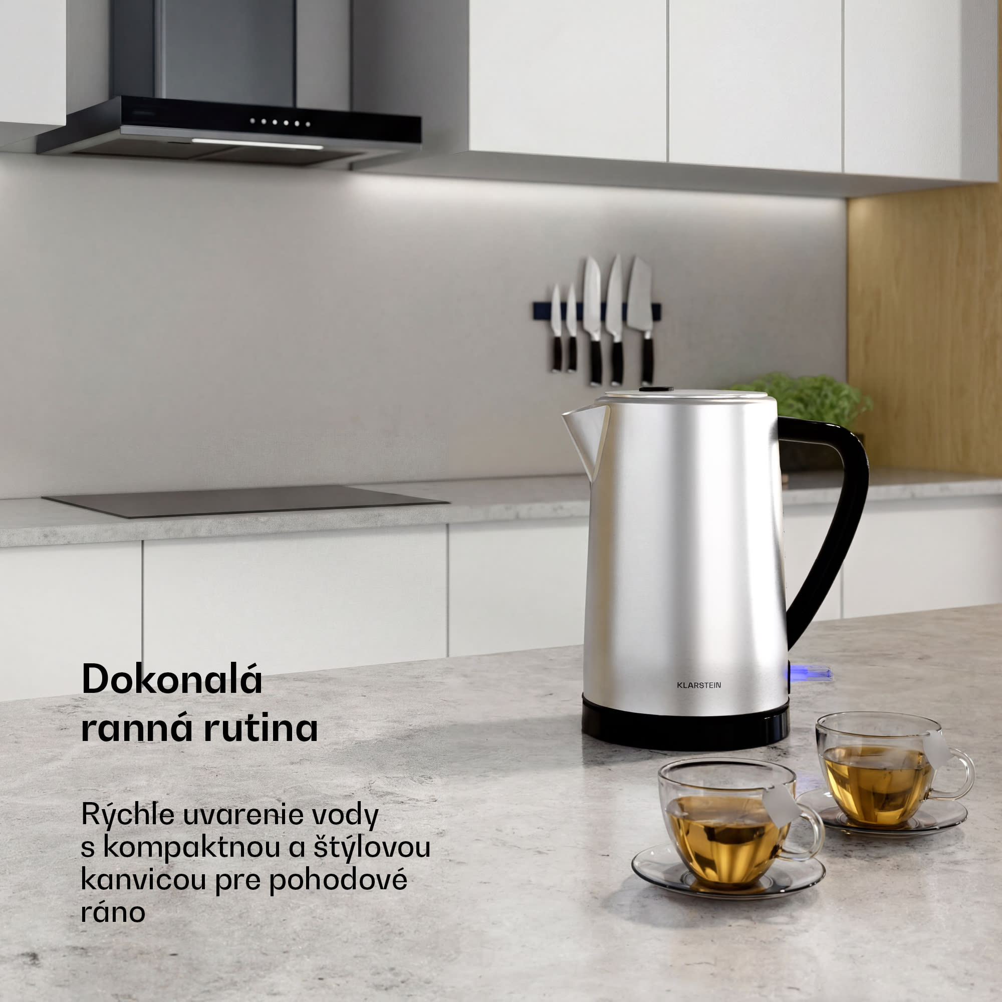 Klarstein Verosteel rýchlovarná kanvica | 1,7 litra | 2200 W | Základňa otočná o 360° | Moderný dizajn z nehrdzavejúcej ocele – Obrázok 3