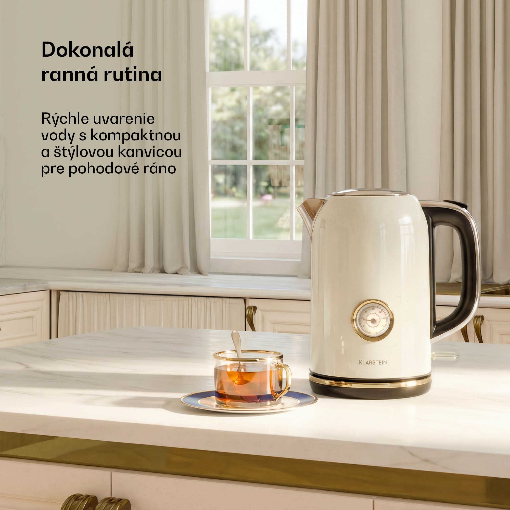 Klarstein Victoria rýchlovarná kanvica | 1,7 litra | 2200 W | Základňa otočná o 360° | Nadčasový dizajn – Obrázok 3