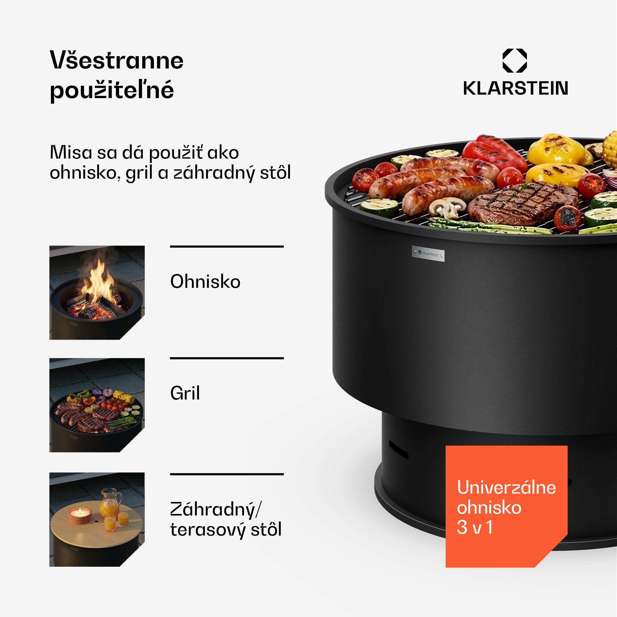 Blumfeldt Pompeji ohnisko s grilom | Ochrana proti iskrám | Odolné voči prevráteniu | Robustné | 60 cm – Obrázok 3
