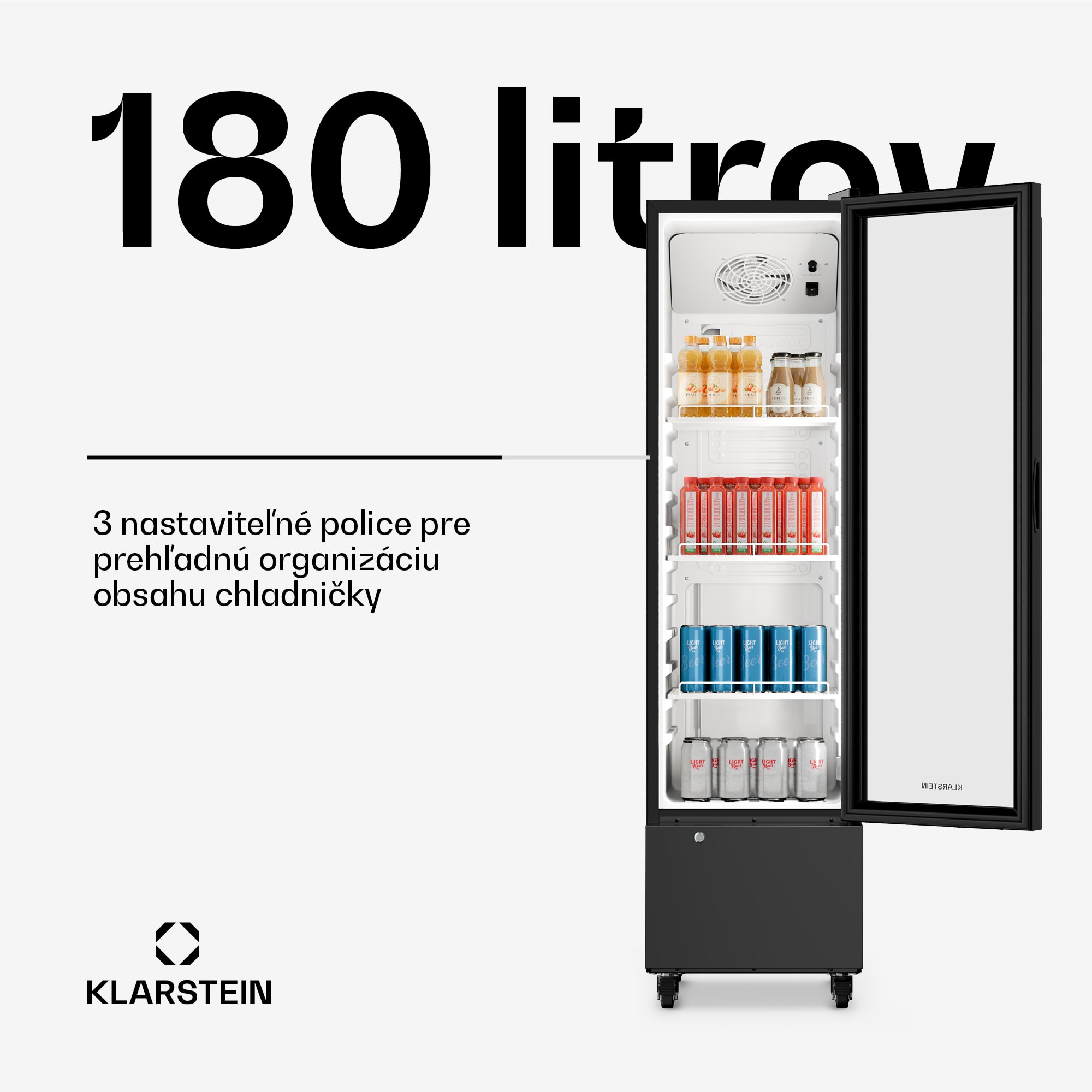 Klarstein GrandCooler gastro chladnička na nápoje | 163,5 x 43 cm | LED vnútorné osvetlenie | Čierna – Obrázok 3