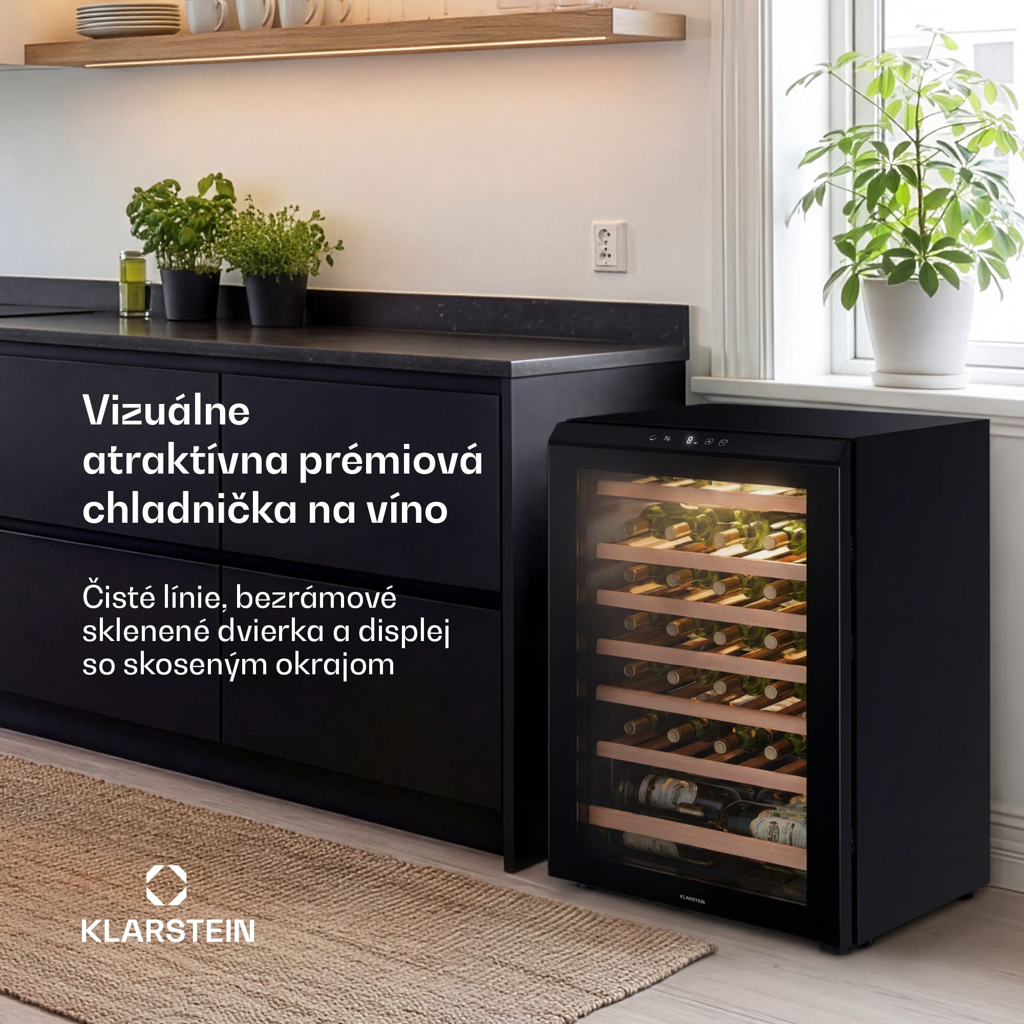 Klarstein Bevora voľne stojaca chladnička na víno | 6 políc | 128 litrov | 48 fliaš | 54 cm – Obrázok 2