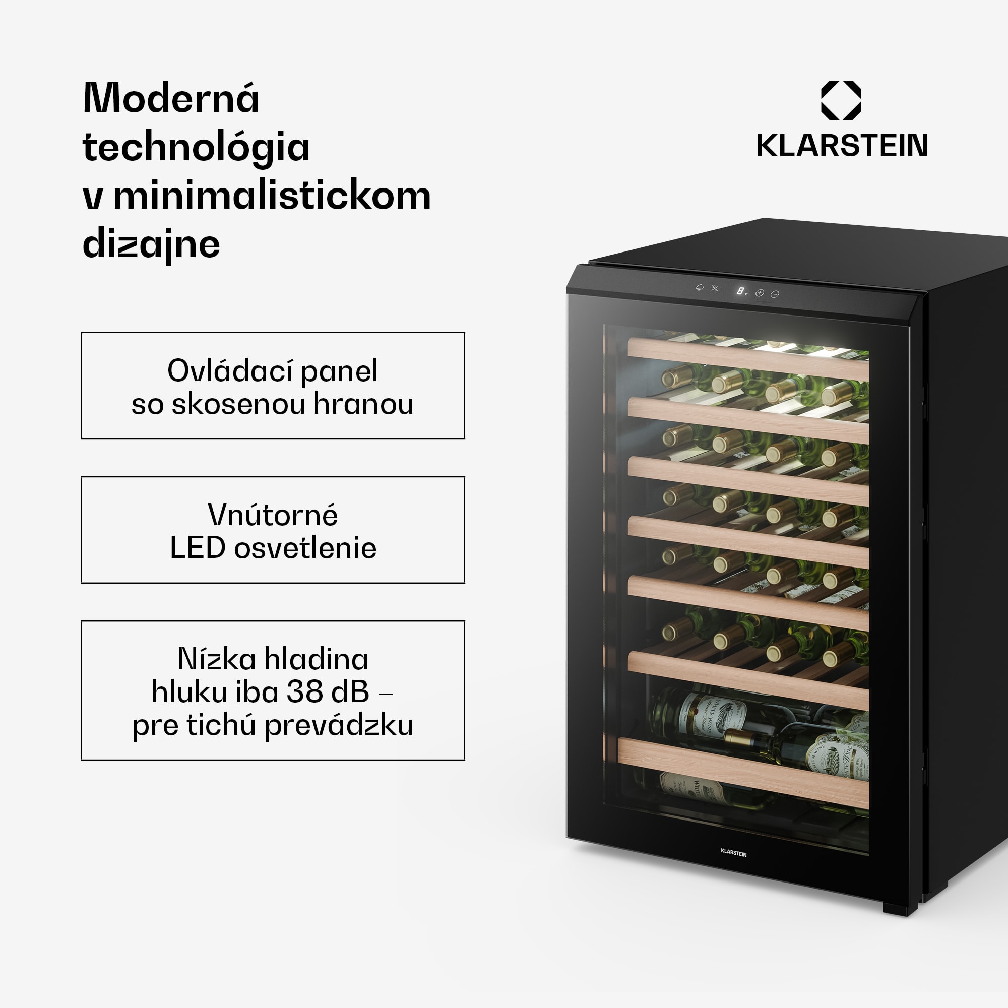 Klarstein Bevora voľne stojaca chladnička na víno | 6 políc | 128 litrov | 48 fliaš | 54 cm – Obrázok 5