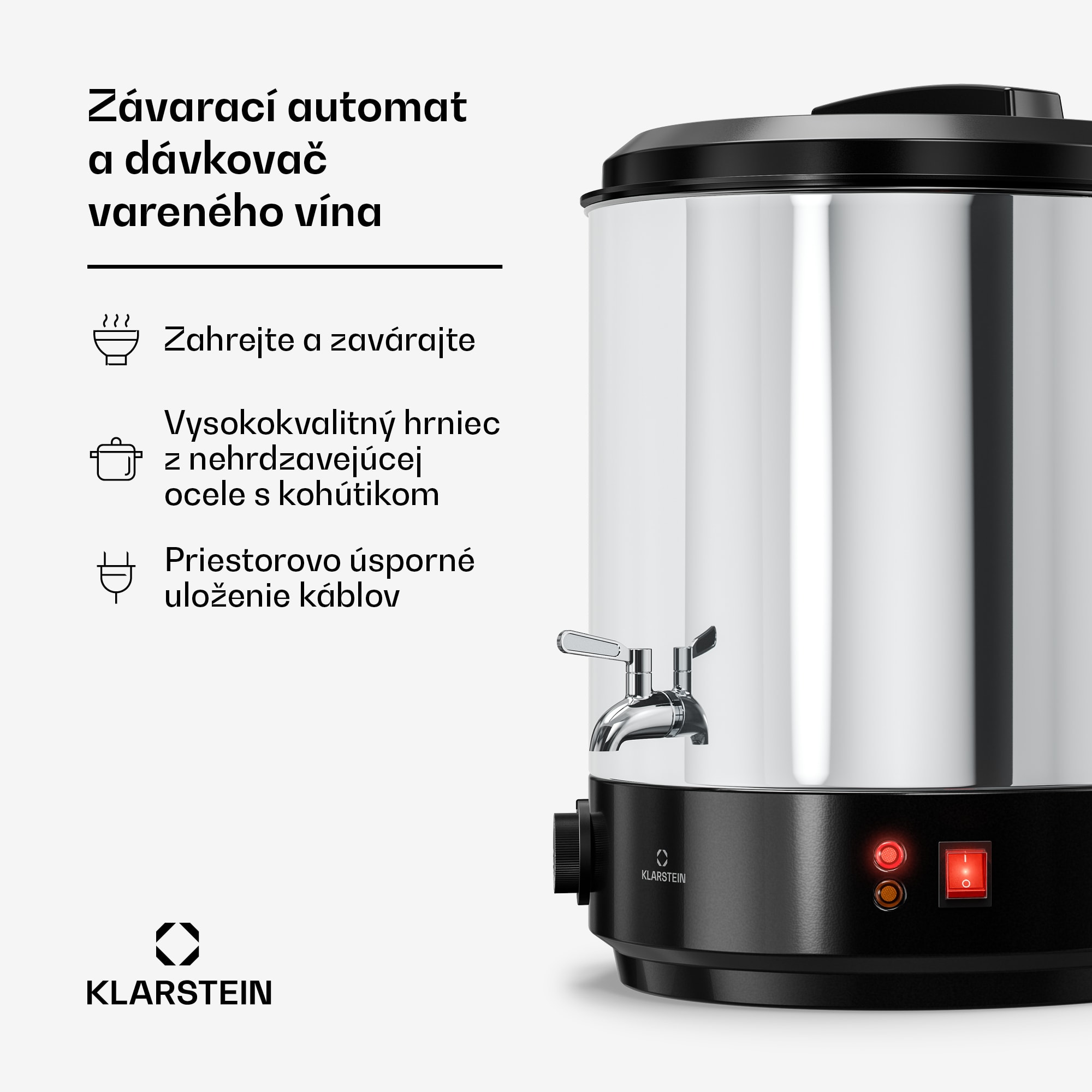 Klarstein Biggie závarací automat a dávkovač vareného vína | 25 litrov | 30 – 110 °C | 1800 W | Nehrdzavejúca oceľ – Obrázok 3