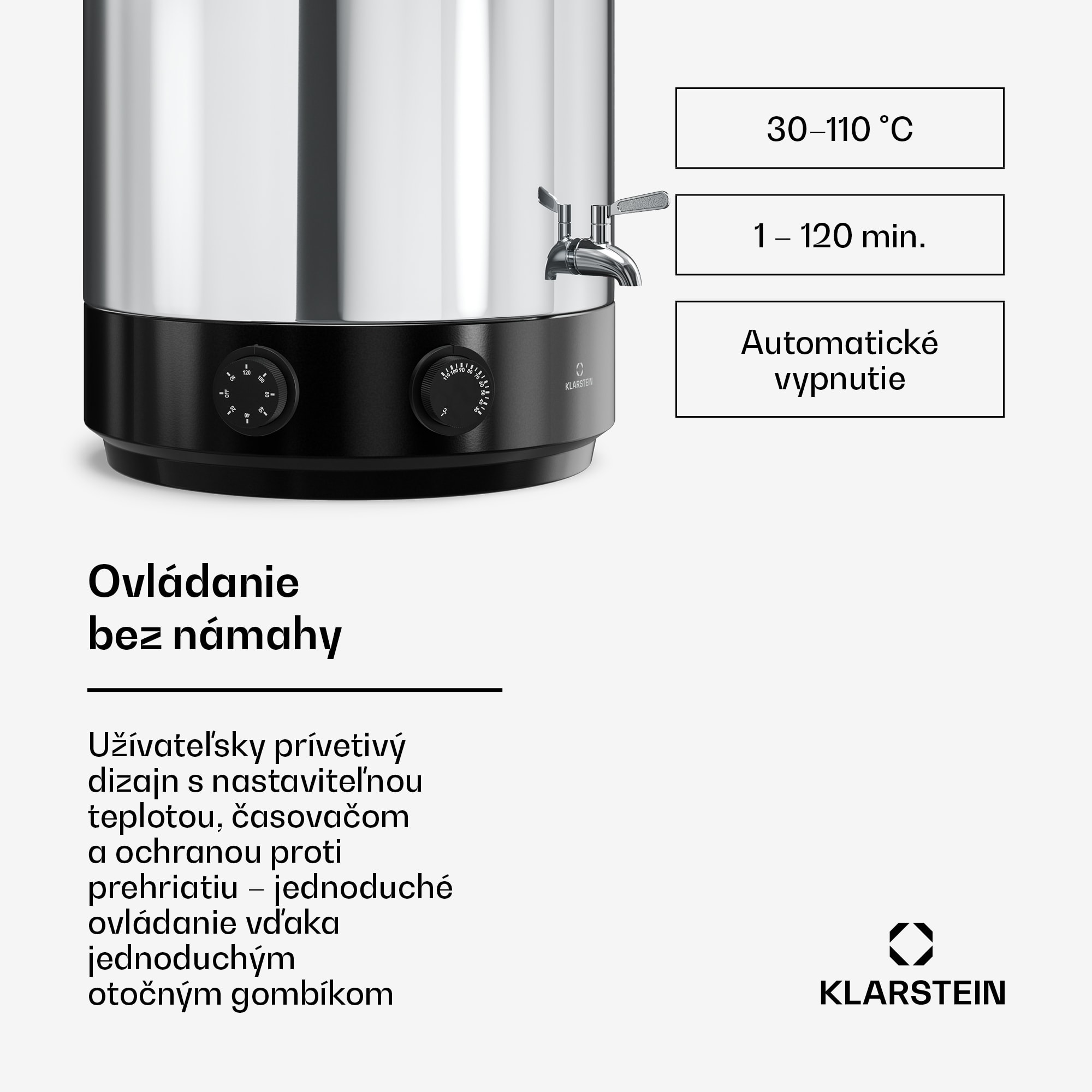 Klarstein Biggie závarací automat a dávkovač vareného vína | 25 litrov | 30 – 110 °C | 1800 W | Nehrdzavejúca oceľ – Obrázok 5
