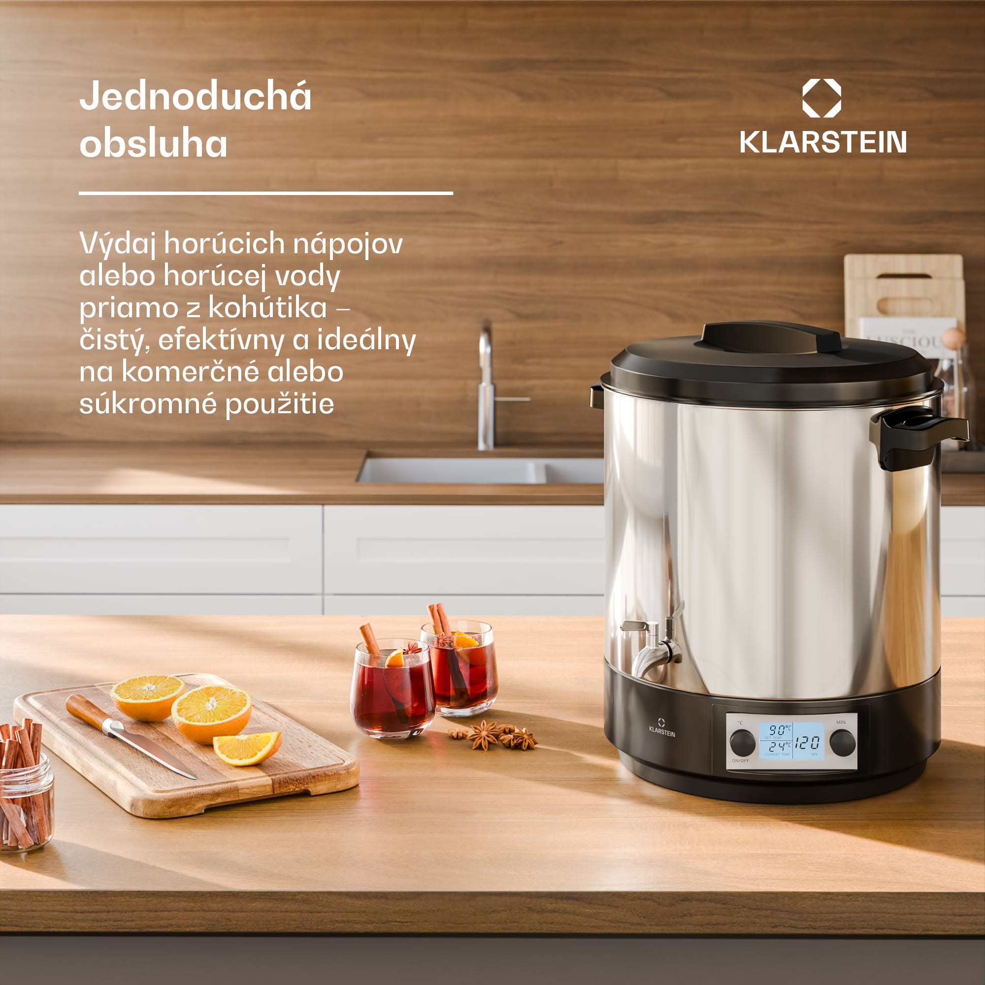 Klarstein Biggie závarací automat a dávkovač vareného vína | 25 litrov | 30 – 100 °C | 2000 W | Nehrdzavejúca oceľ – Obrázok 4