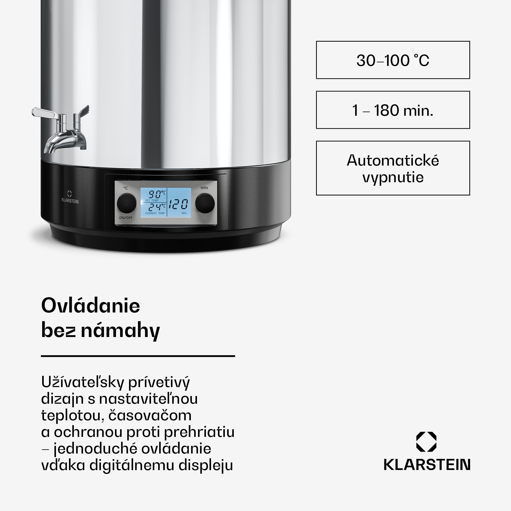 Klarstein Biggie závarací automat a dávkovač vareného vína | 25 litrov | 30 – 100 °C | 2000 W | Nehrdzavejúca oceľ – Obrázok 5