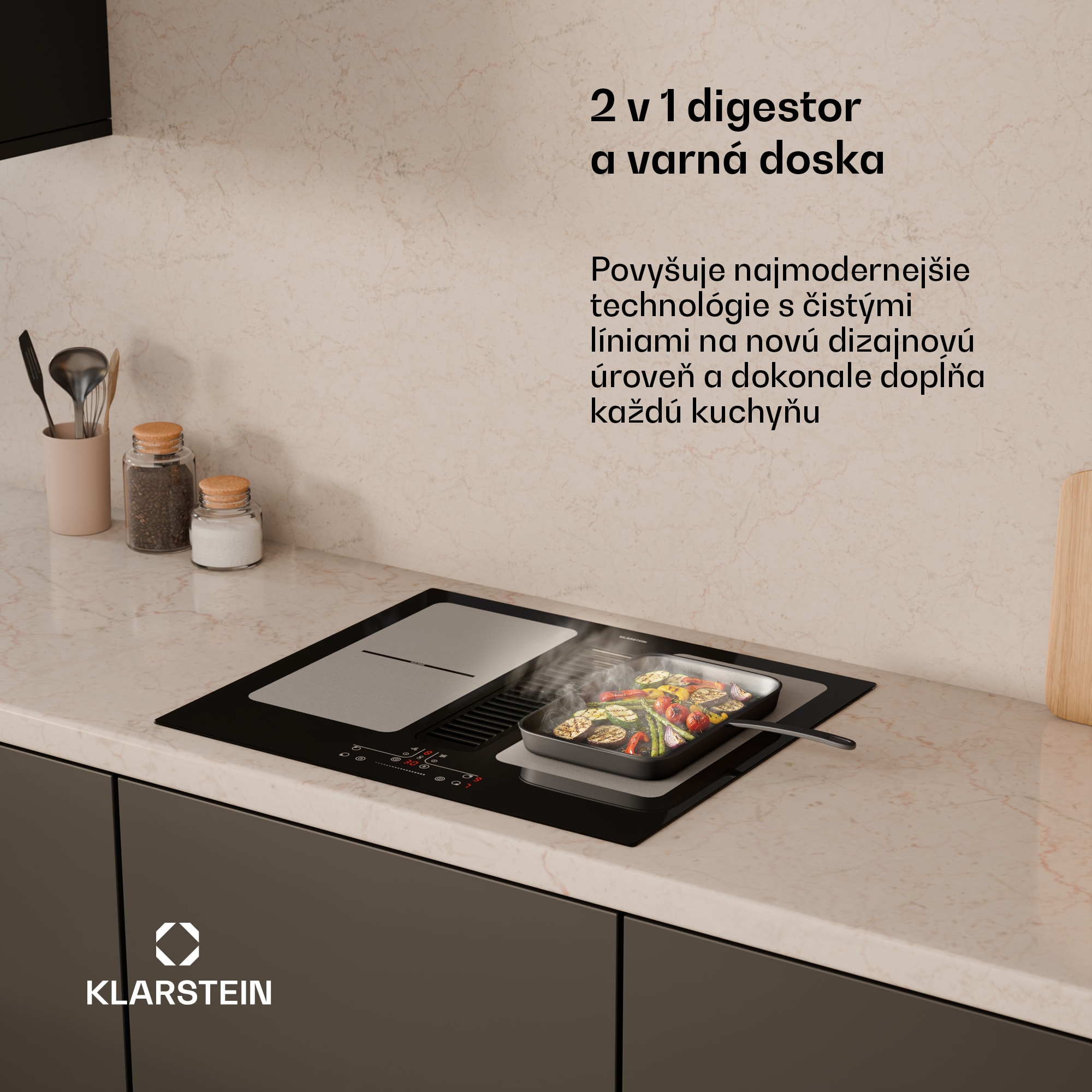 Klarstein Full House indukčná varná doska s digestorom | 4 varné zóny | 7335 W | 530 m³/h | 60 cm – Obrázok 2