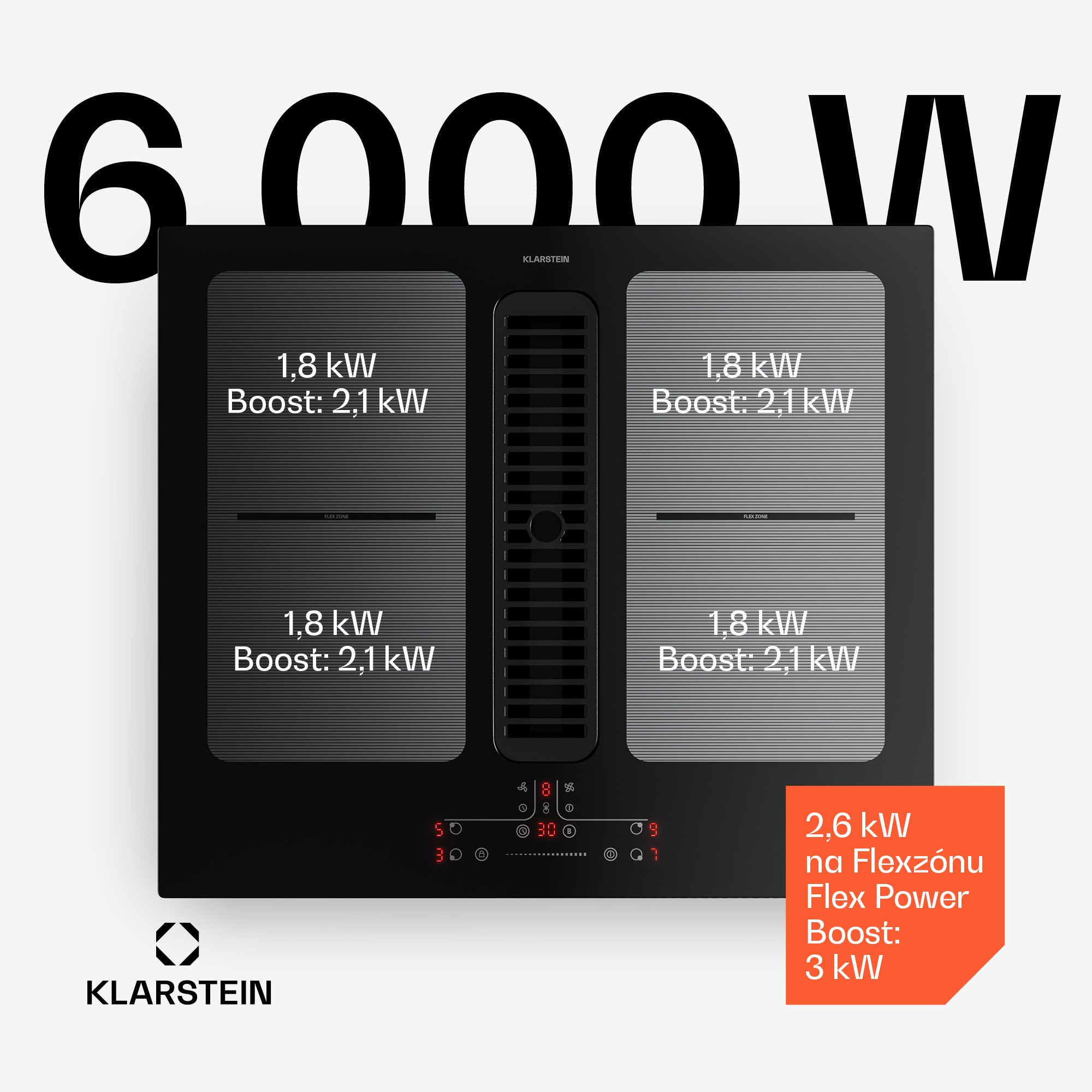 Klarstein Full House indukčná varná doska s digestorom | 4 varné zóny | 7335 W | 530 m³/h | 60 cm – Obrázok 3