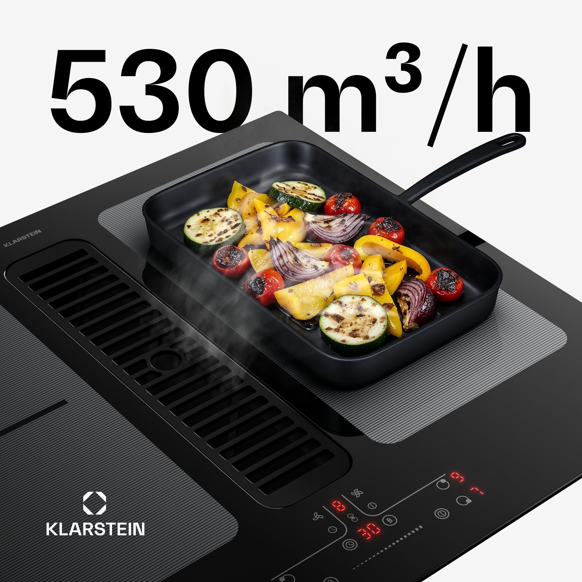 Klarstein Full House indukčná varná doska s digestorom | 4 varné zóny | 7335 W | 530 m³/h | 60 cm – Obrázok 4