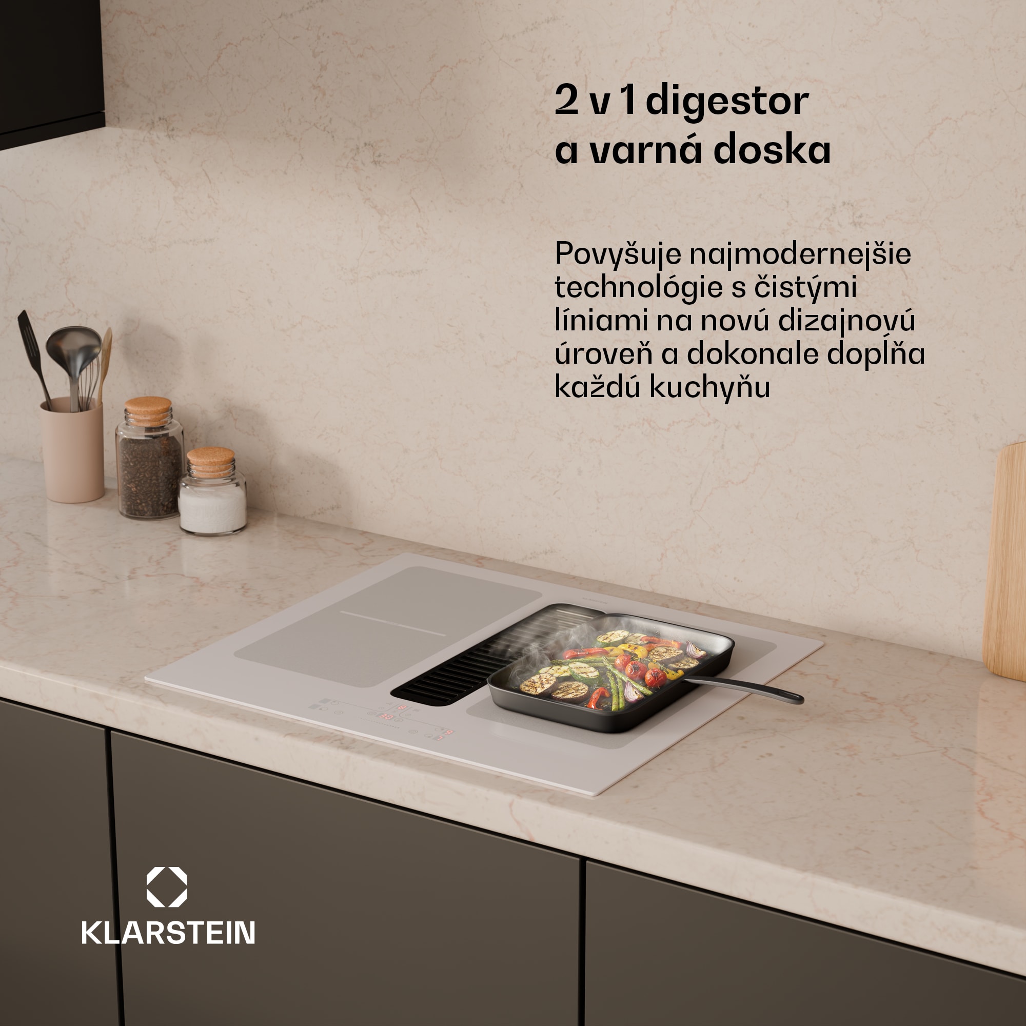 Klarstein Full House indukčná varná doska s digestorom | 4 varné zóny | 7335 W | 530 m³/h | 60 cm – Obrázok 2