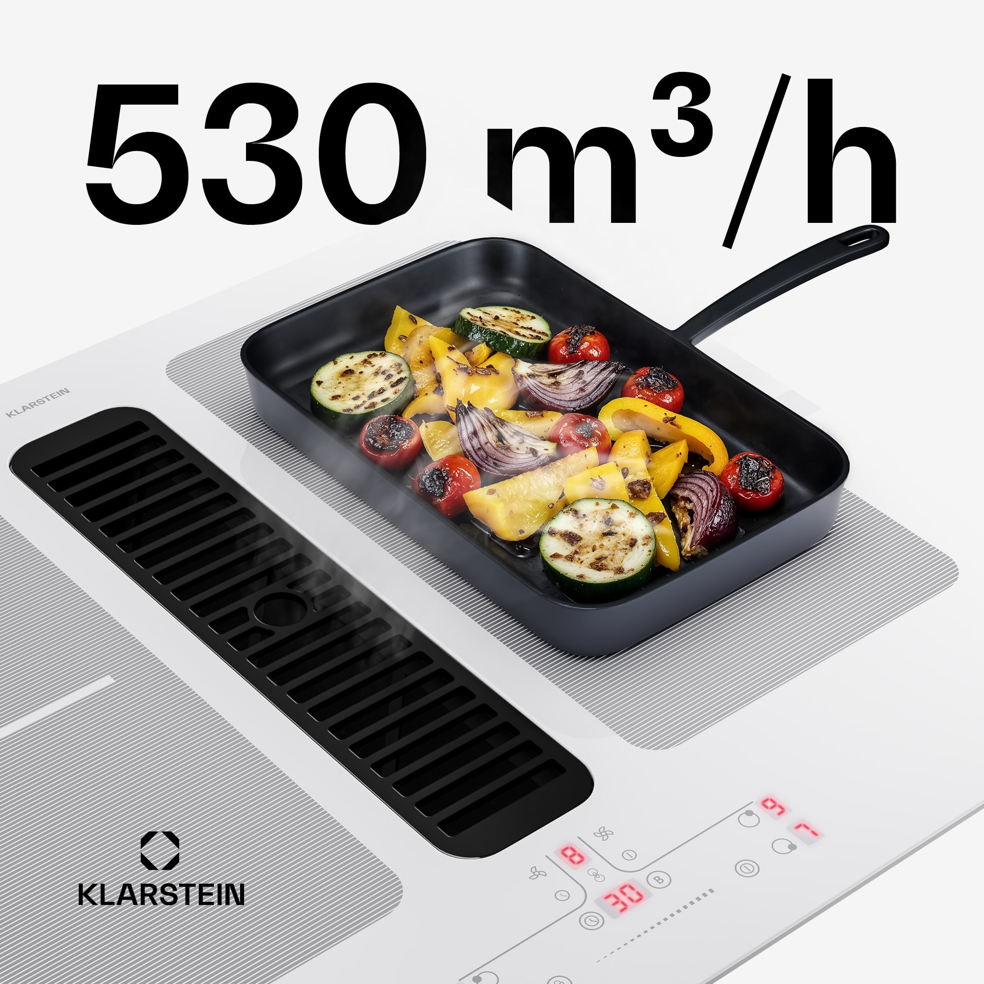 Klarstein Full House indukčná varná doska s digestorom | 4 varné zóny | 7335 W | 530 m³/h | 60 cm – Obrázok 4