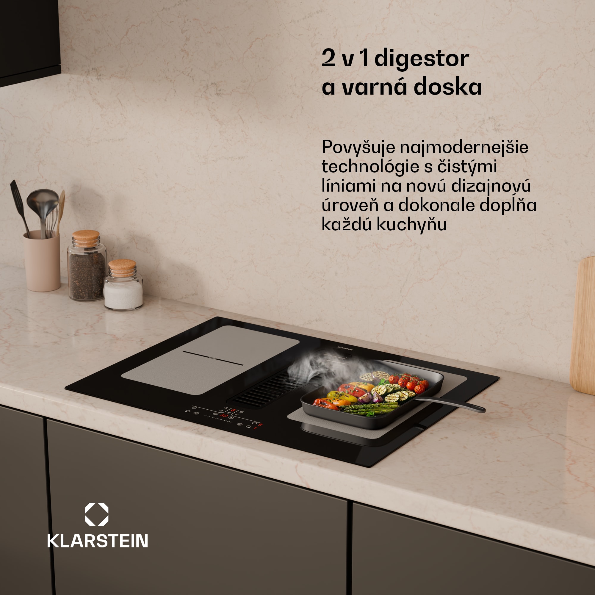 Klarstein Full House indukčná varná doska s digestorom | 4 varné zóny | 7335 W | 530 m³/h | 70 cm – Obrázok 2