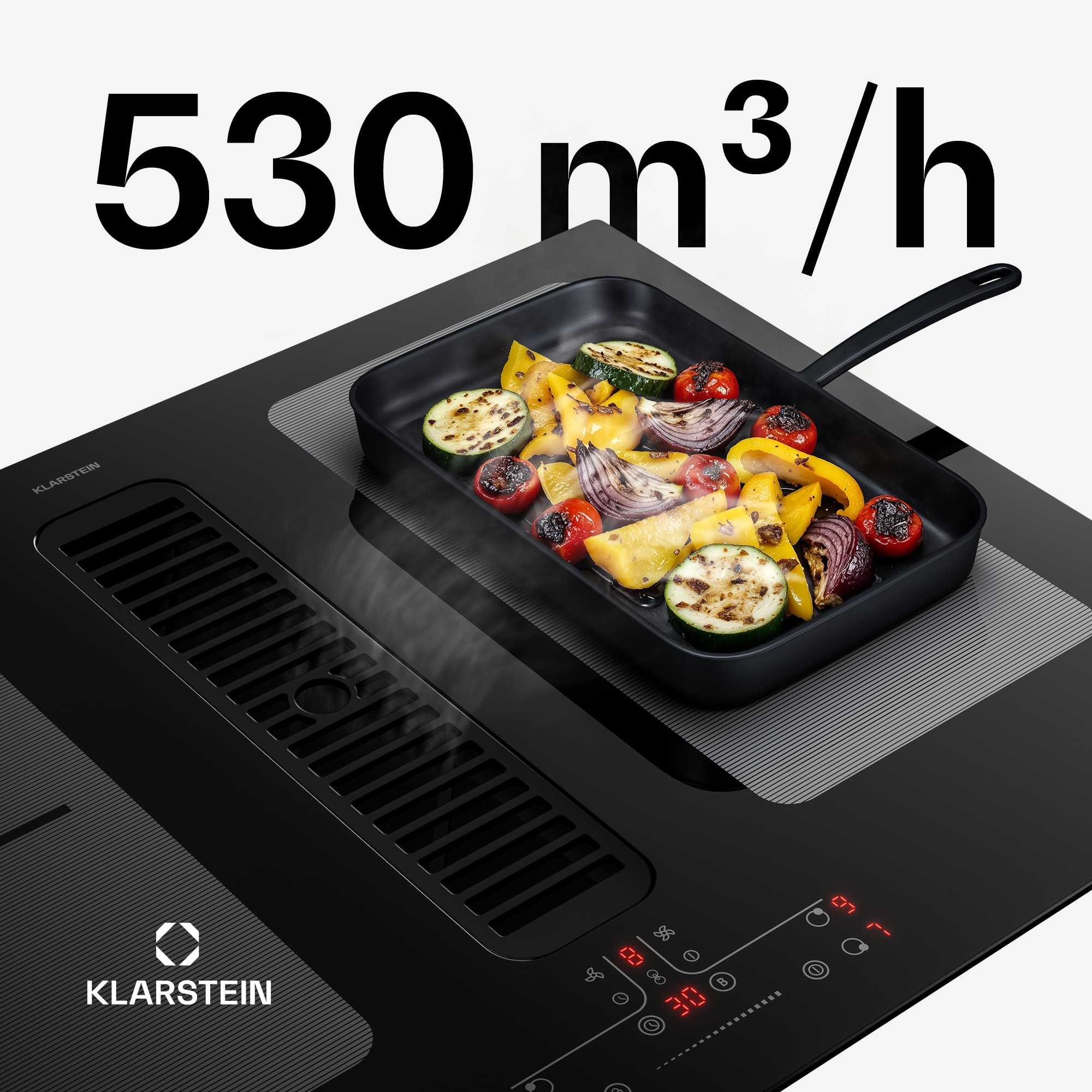 Klarstein Full House indukčná varná doska s digestorom | 4 varné zóny | 7335 W | 530 m³/h | 70 cm – Obrázok 4