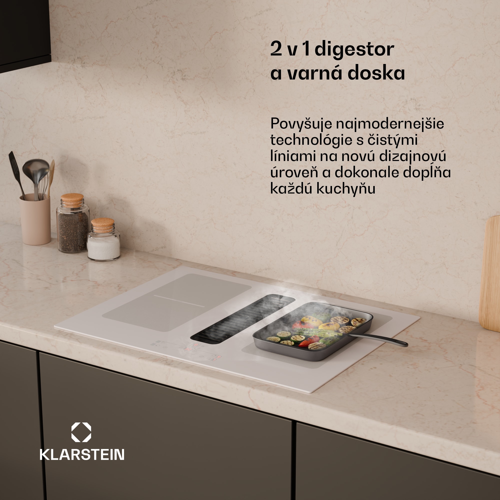 Klarstein Full House indukčná varná doska s digestorom | 4 varné zóny | 7335 W | 530 m³/h | 70 cm – Obrázok 2