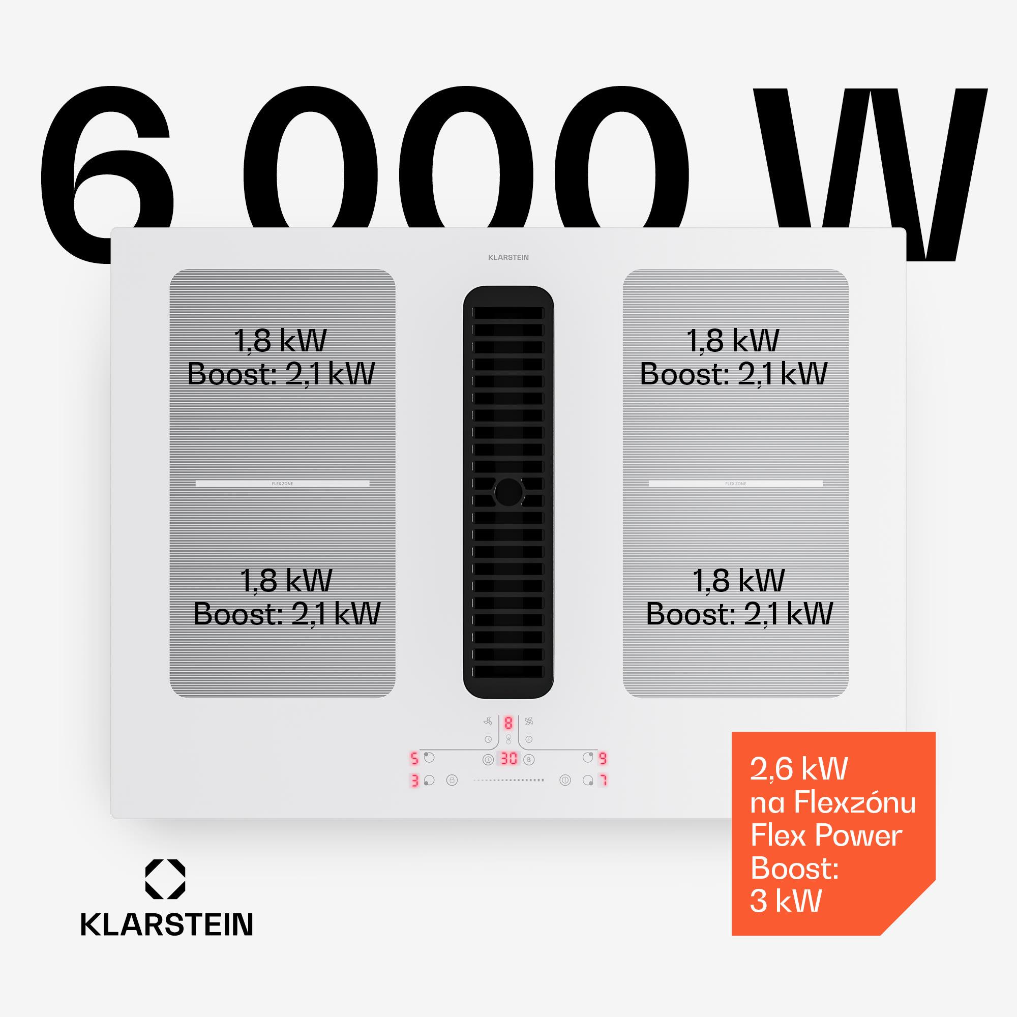 Klarstein Full House indukčná varná doska s digestorom | 4 varné zóny | 7335 W | 530 m³/h | 70 cm – Obrázok 3
