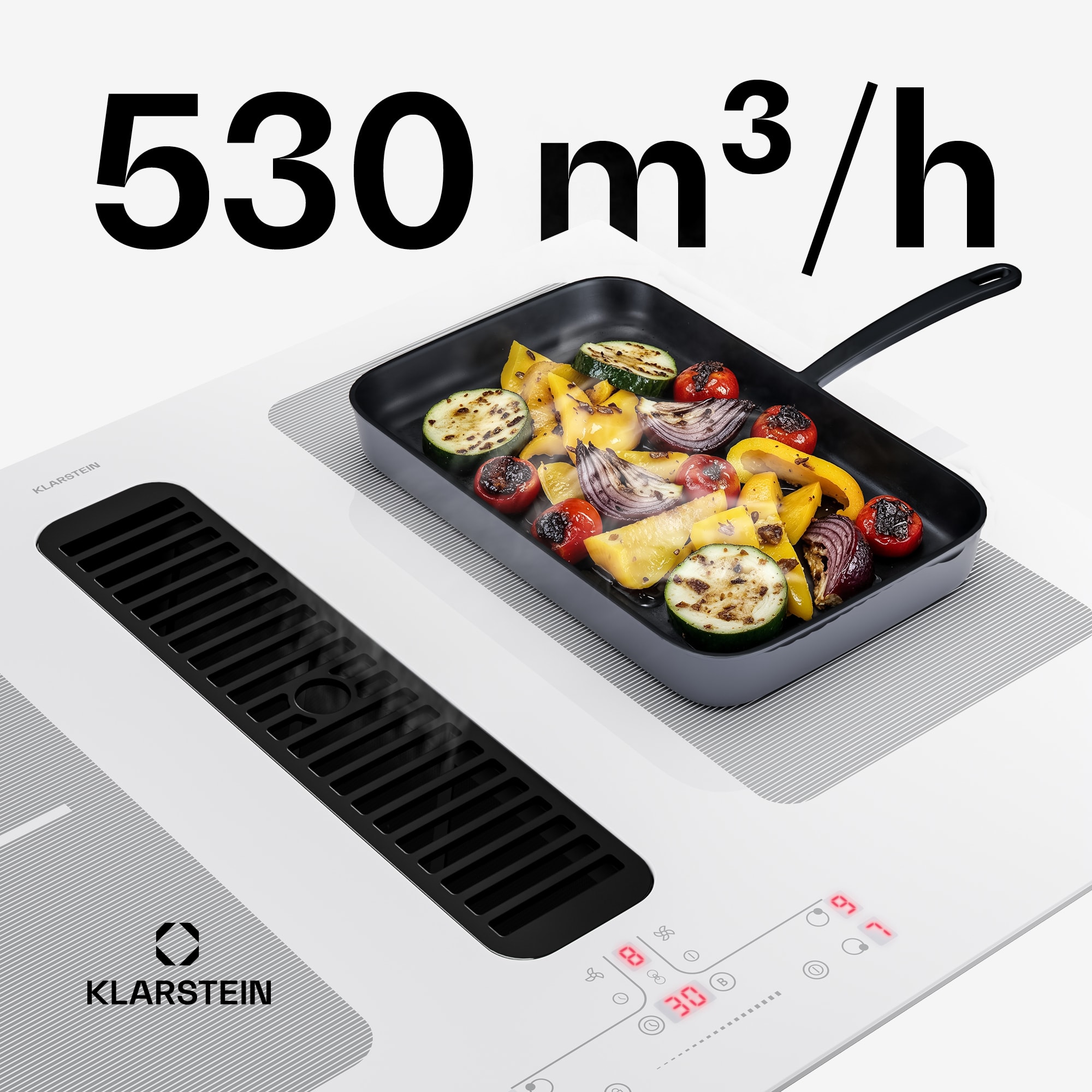 Klarstein Full House indukčná varná doska s digestorom | 4 varné zóny | 7335 W | 530 m³/h | 70 cm – Obrázok 4