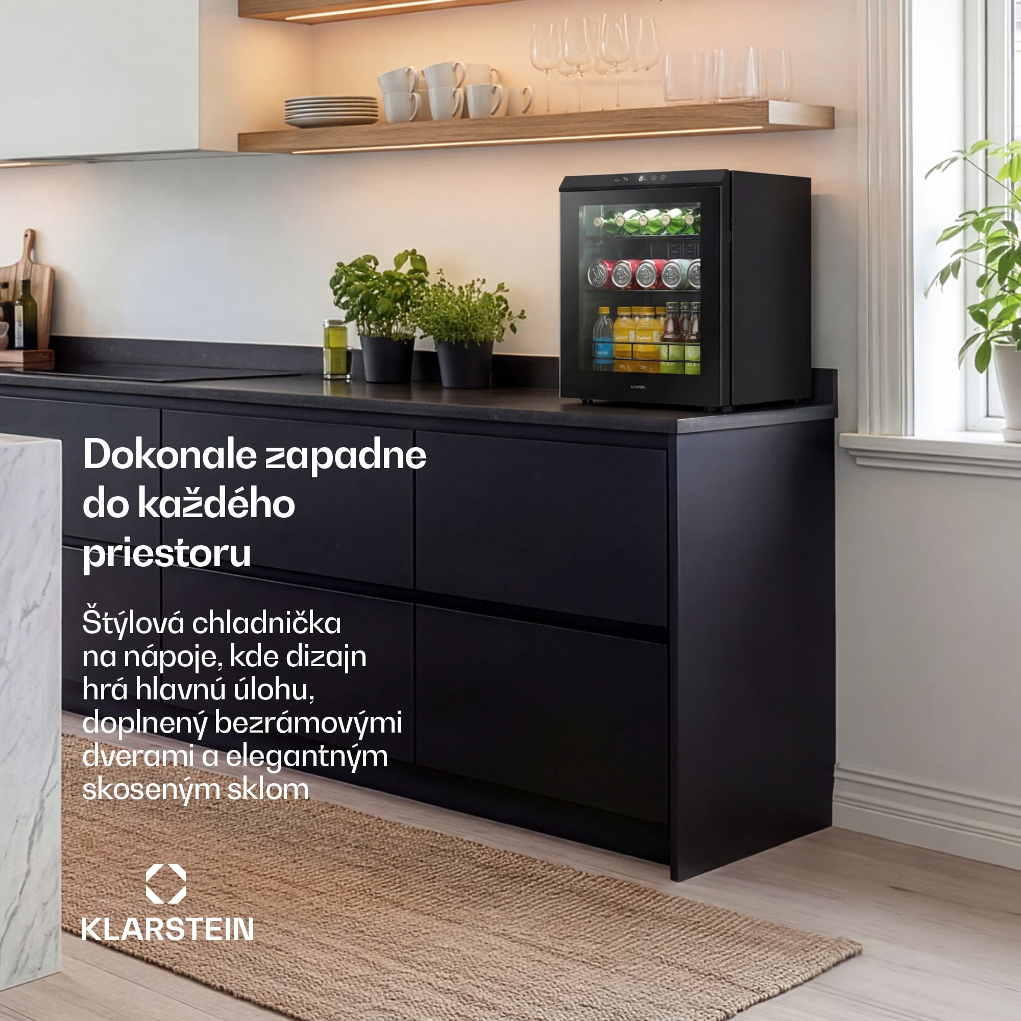 Klarstein Bevora chladnička na nápoje | 51,5 x 48 cm | LED vnútorné osvetlenie | Čierna – Obrázok 3