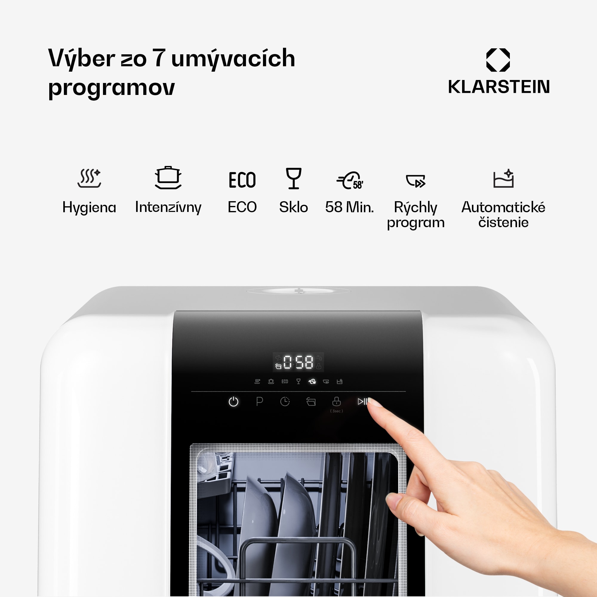 Klarstein Melville stolová umývačka riadu | 7 programov | Technológia Aqua-Stop | 860 W | 42 cm – Obrázok 4