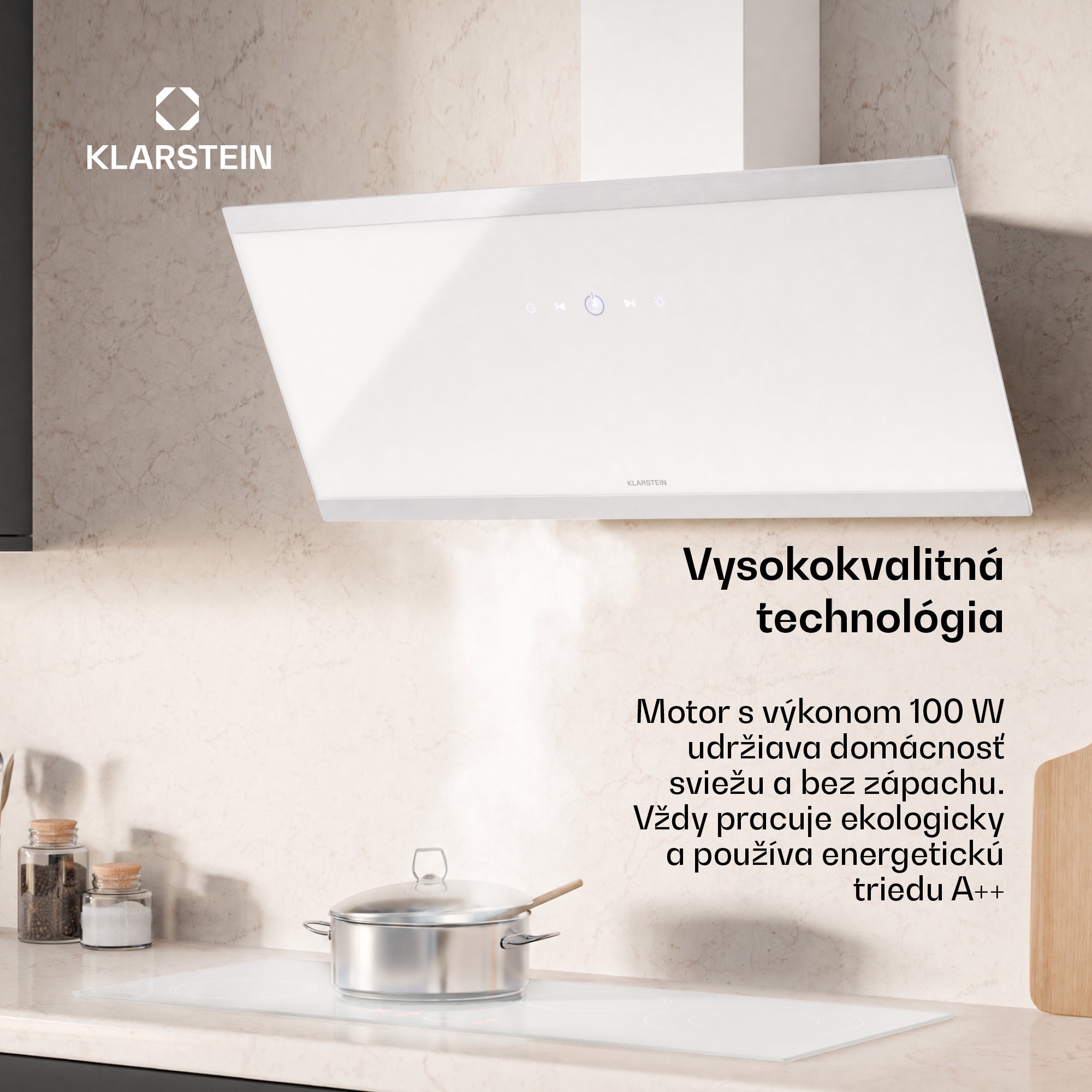 Klarstein Flashline šikmý digestor | Režimy odsávania a recirkulácie | Moderný dizajn | 578 m³/h | 90 cm – Obrázok 2