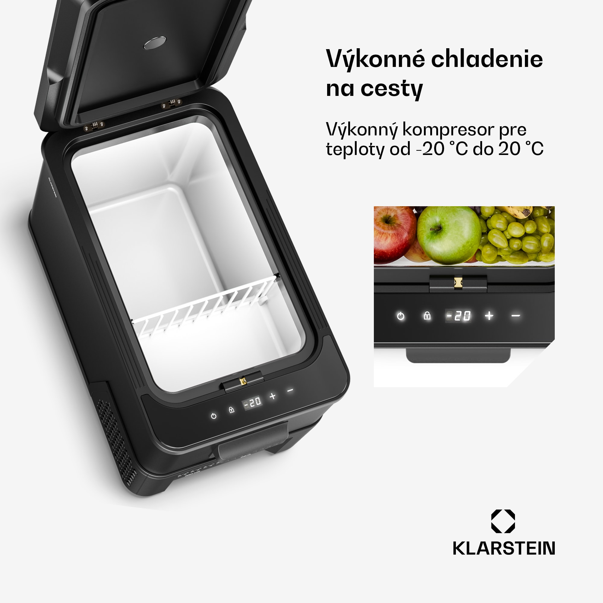 Klarstein Arctiq chladiaci box | S kompresorom | 27 litrov | 36 plechoviek | -20 až 20 °C | Čierny | 60 cm – Obrázok 4
