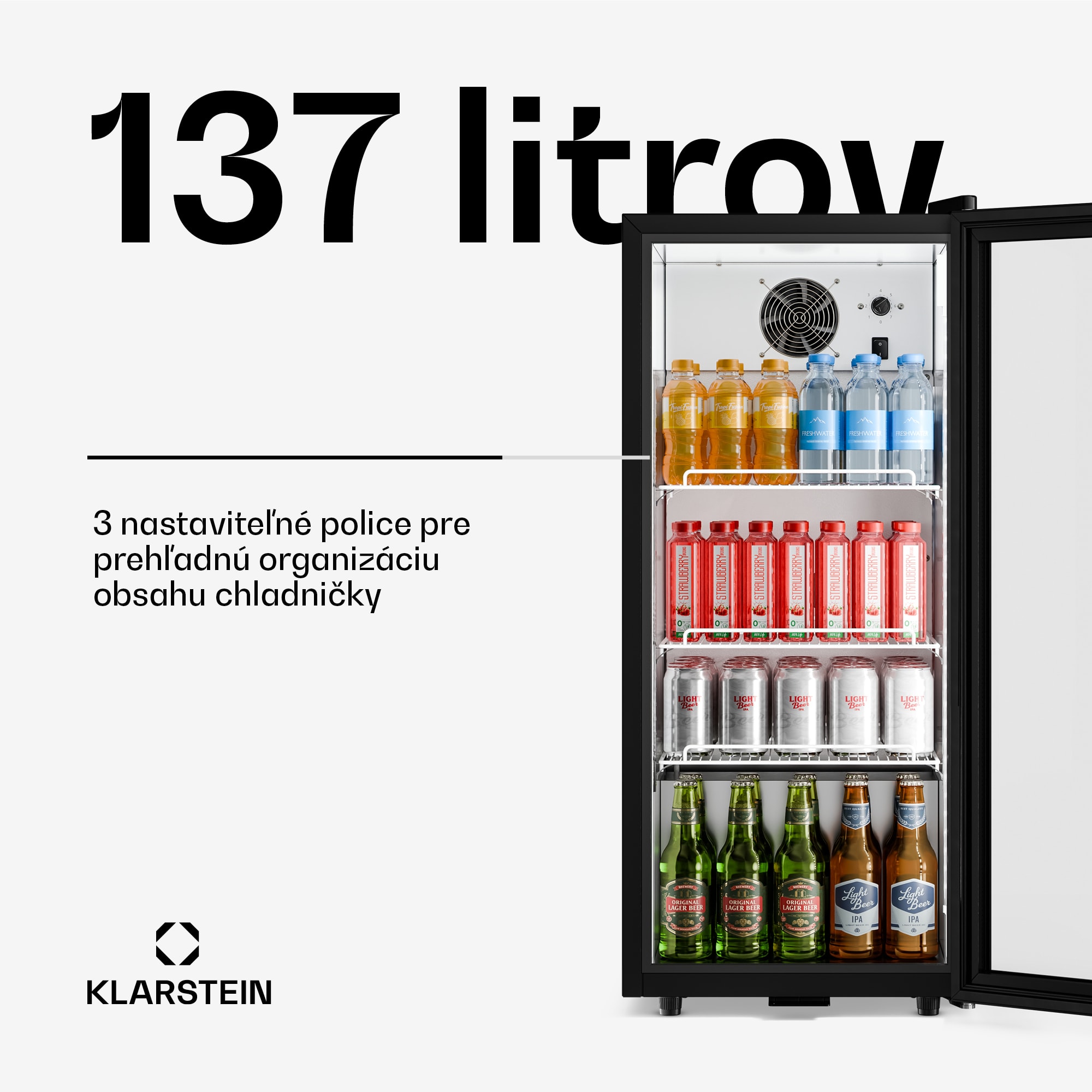 Klarstein GrandCooler gastro chladnička na nápoje | 106 x 46 cm | LED vnútorné osvetlenie | Čierna – Obrázok 3