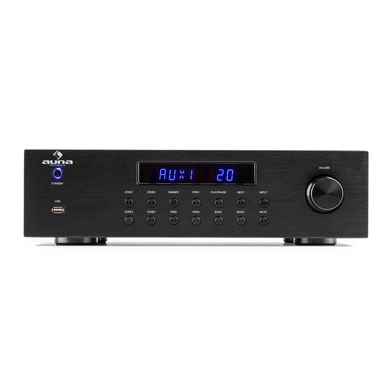 Auna AV2-CD850BT, 4-zónový stereo zosilňovač, 8 x 50 W RMS, bluetooth, USB, CD, čierny – Obrázok 2